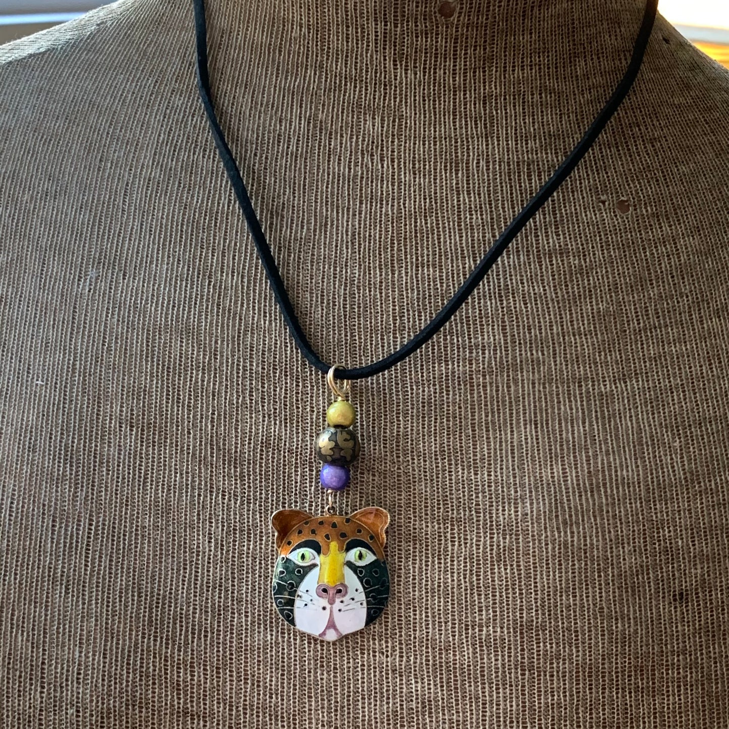 Laurel Birch Sterling Silver Enamel Tiger Pendant Necklace