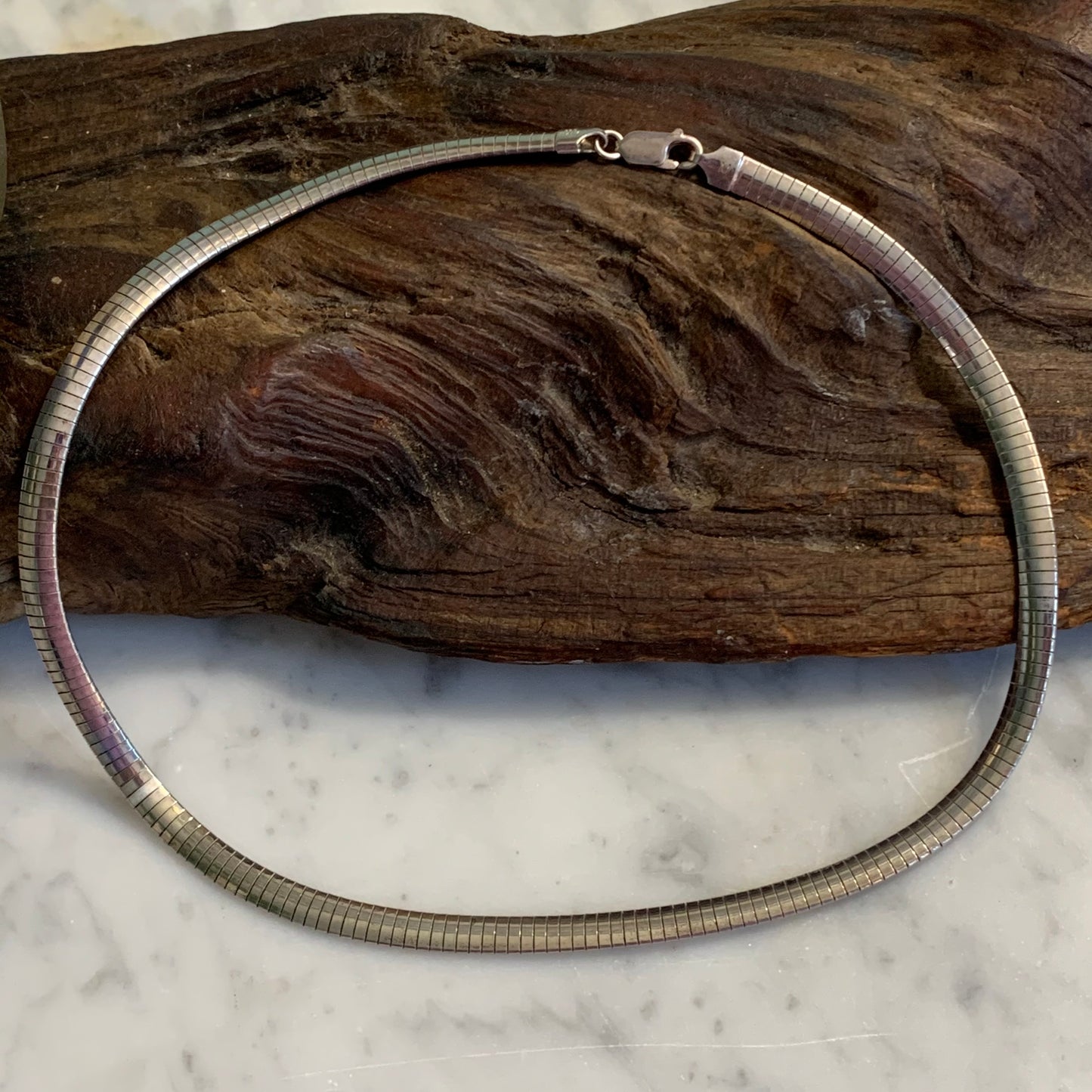 Italian Sterling Silver Omega Chain Necklace