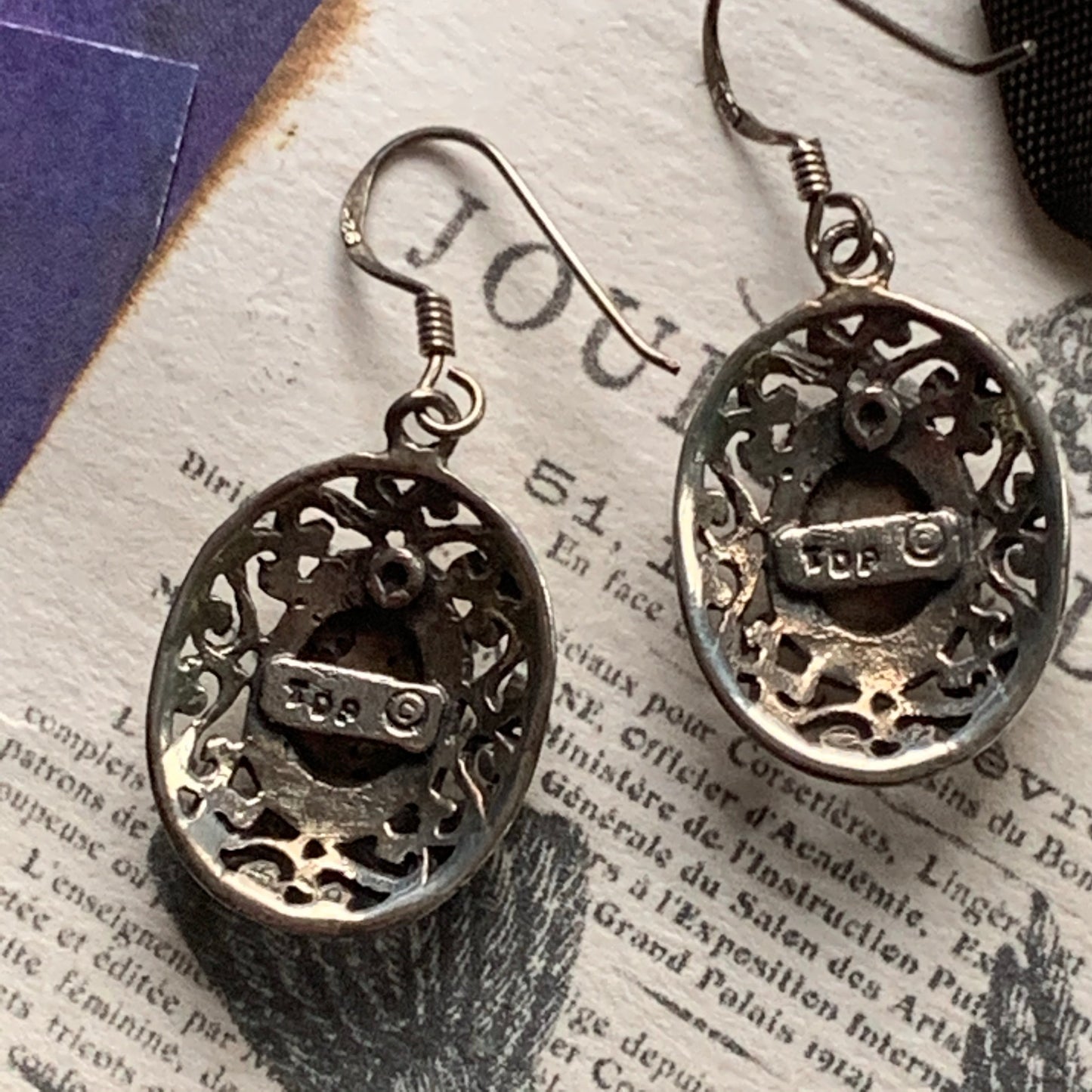 Vintage Sterling Silver & Abalone Earrings - Lady Slippers