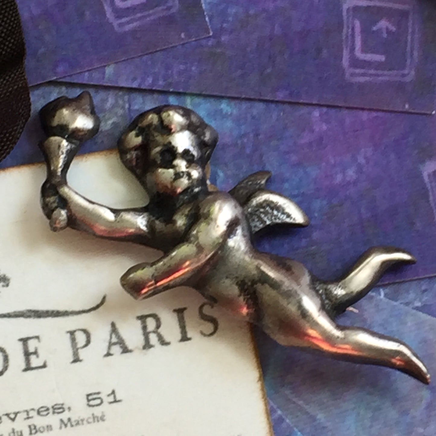 Vintage Sterling Silver Cherub Pin - Lady Slippers