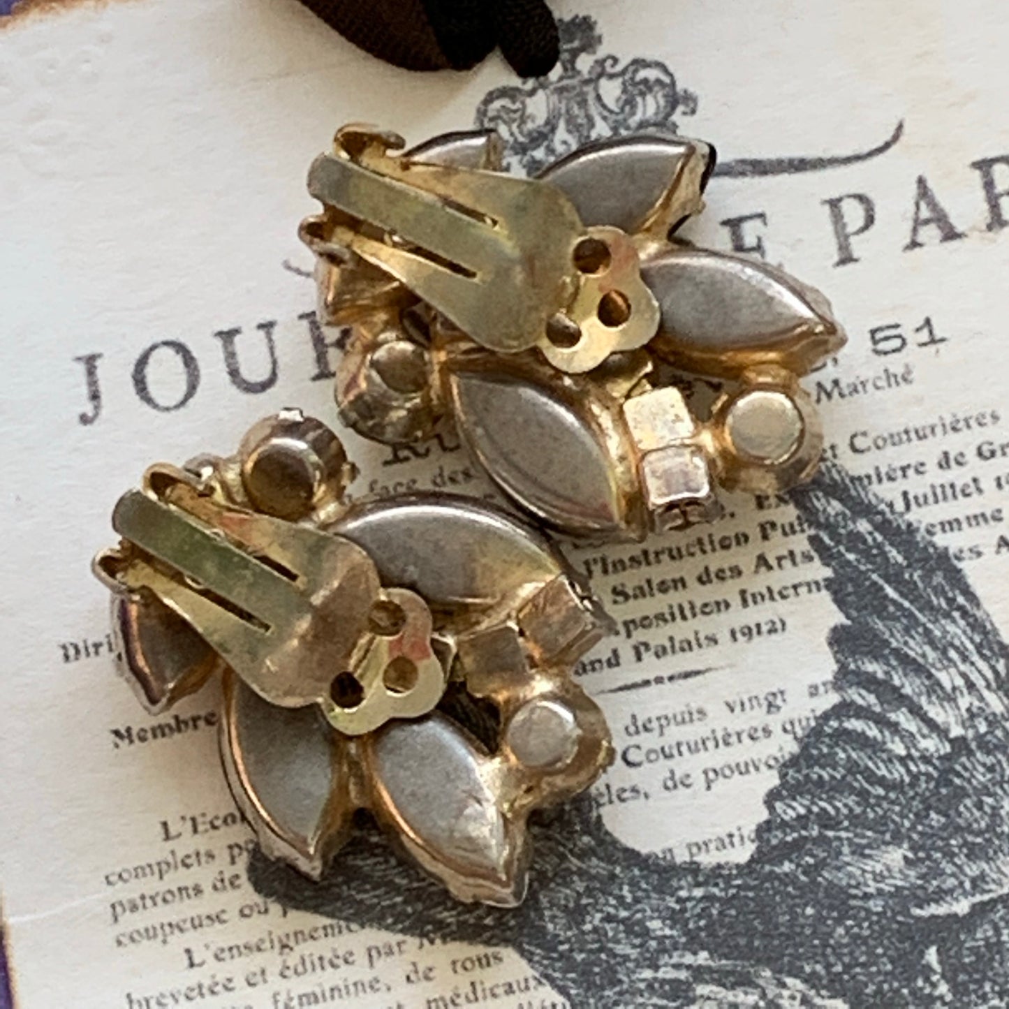 Vintage Rhinestone Clip Back Earrings - Lady Slippers