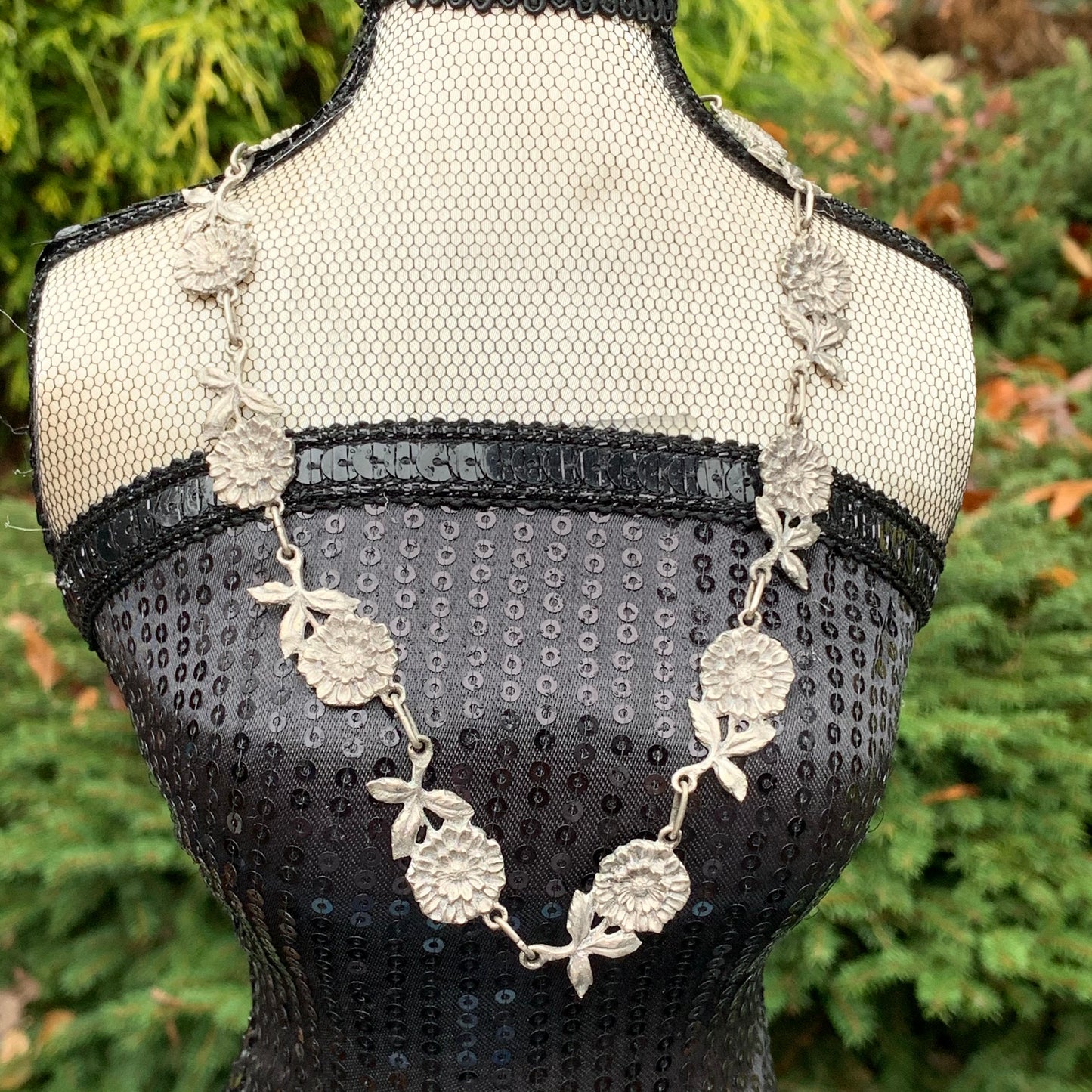 Vintage 800 Silver Floral Linked Necklace
