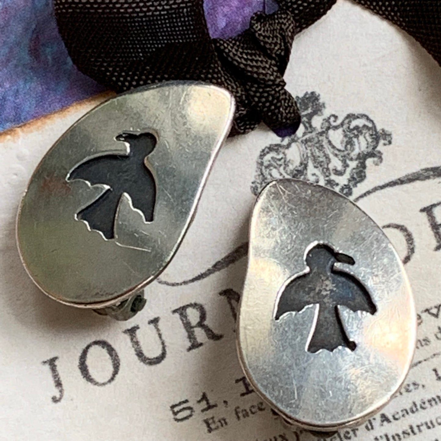Vintage Sterling Silver Thunderbird Earrings - Lady Slippers