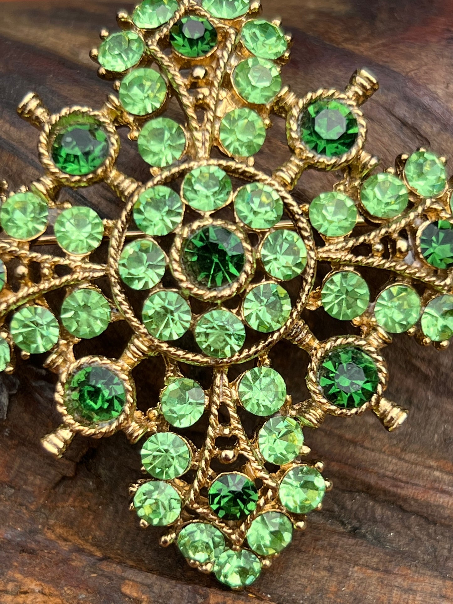 Vintage Green Rhinestone Pin
