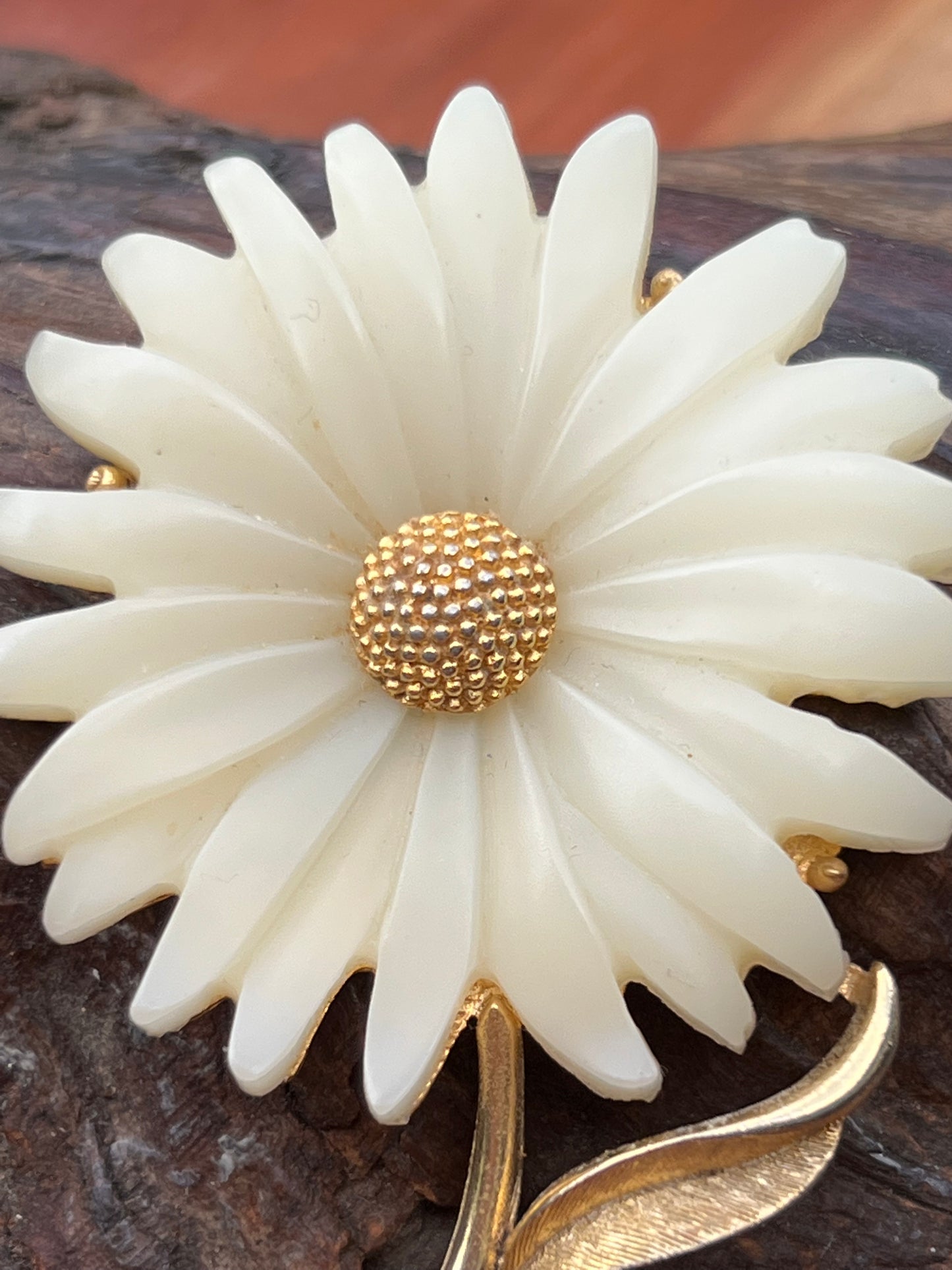 Vintage Unsigned Hattie Carnegie Soft White Lucite Pin