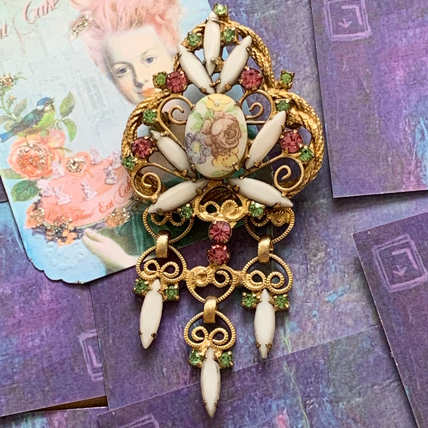 Vintage Juliana DeLizza & Elster Rhinestone Pin - Lady Slippers