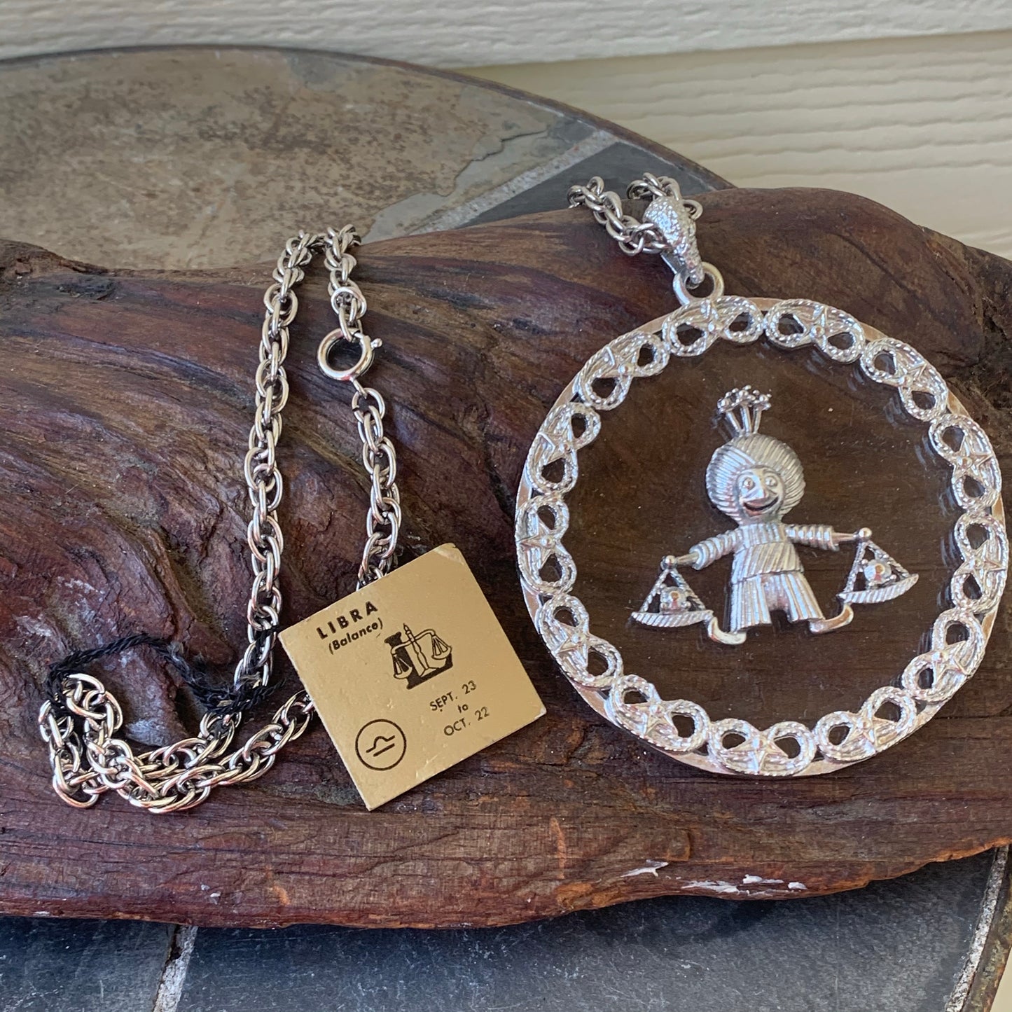 Vintage Libra Lucite Genie Pendant Necklace
