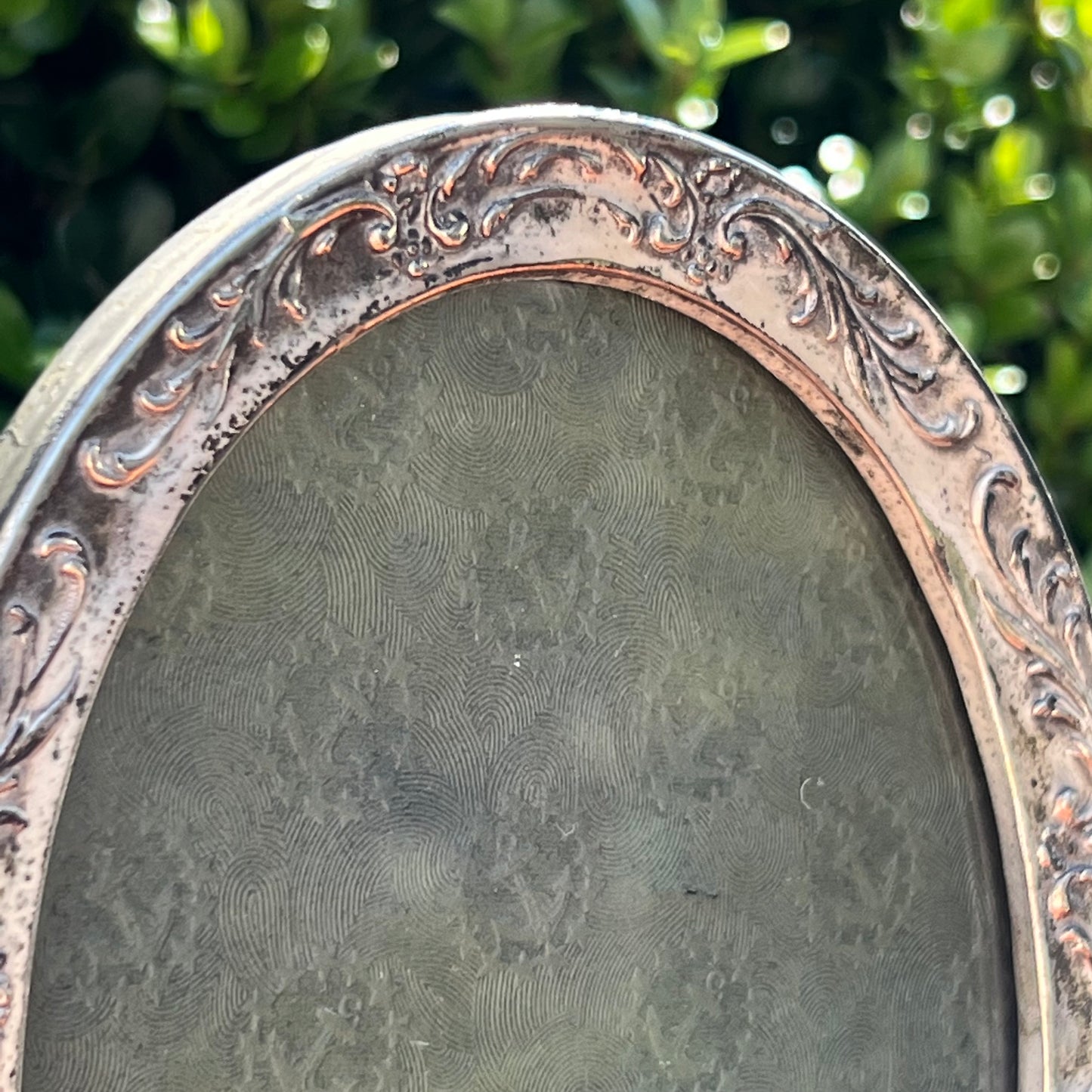 Antique Victorian Scrollwork Silver Metal Photograph Frame Easel Back