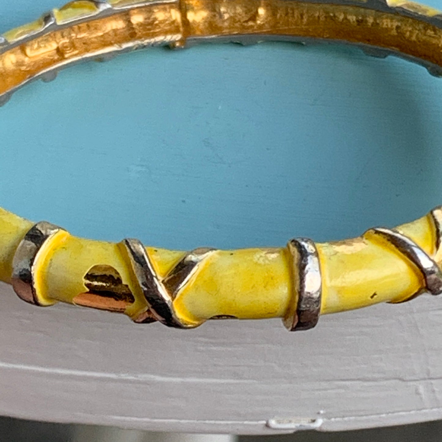 Vintage Zantall Yellow Enamel Bangle Bracelet