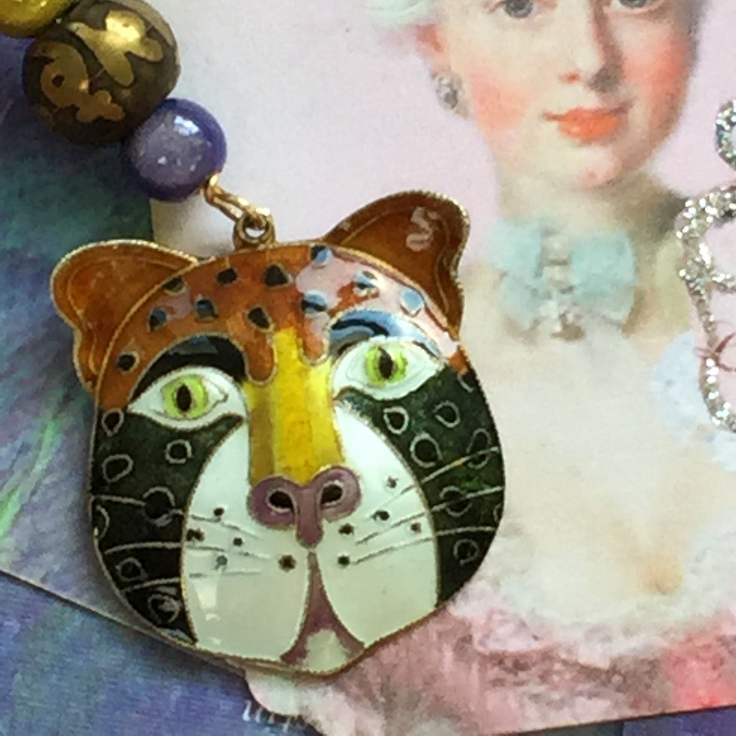 Laurel Birch Sterling Silver Enamel Tiger Pendant - Lady Slippers