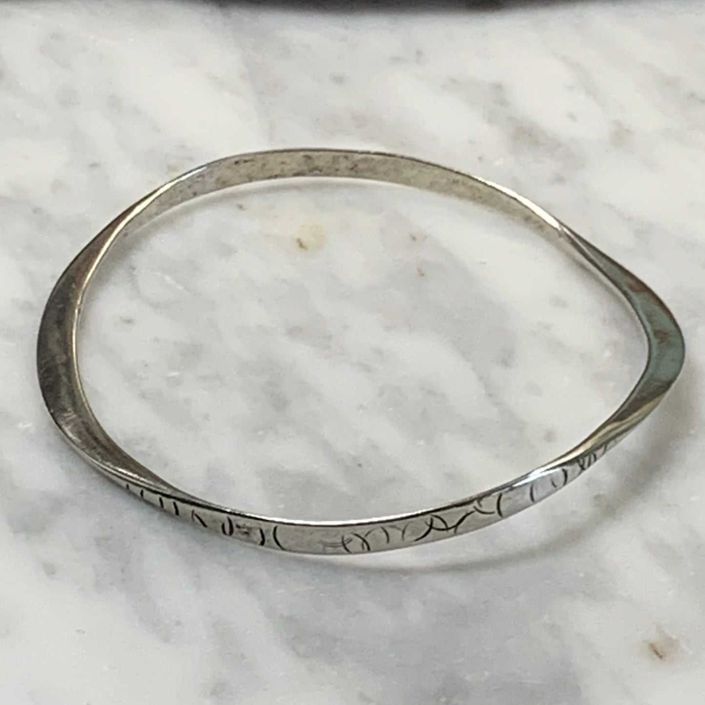 Vintage Modern Looking Sterling Silver Handcrafted Bangle Bracelet