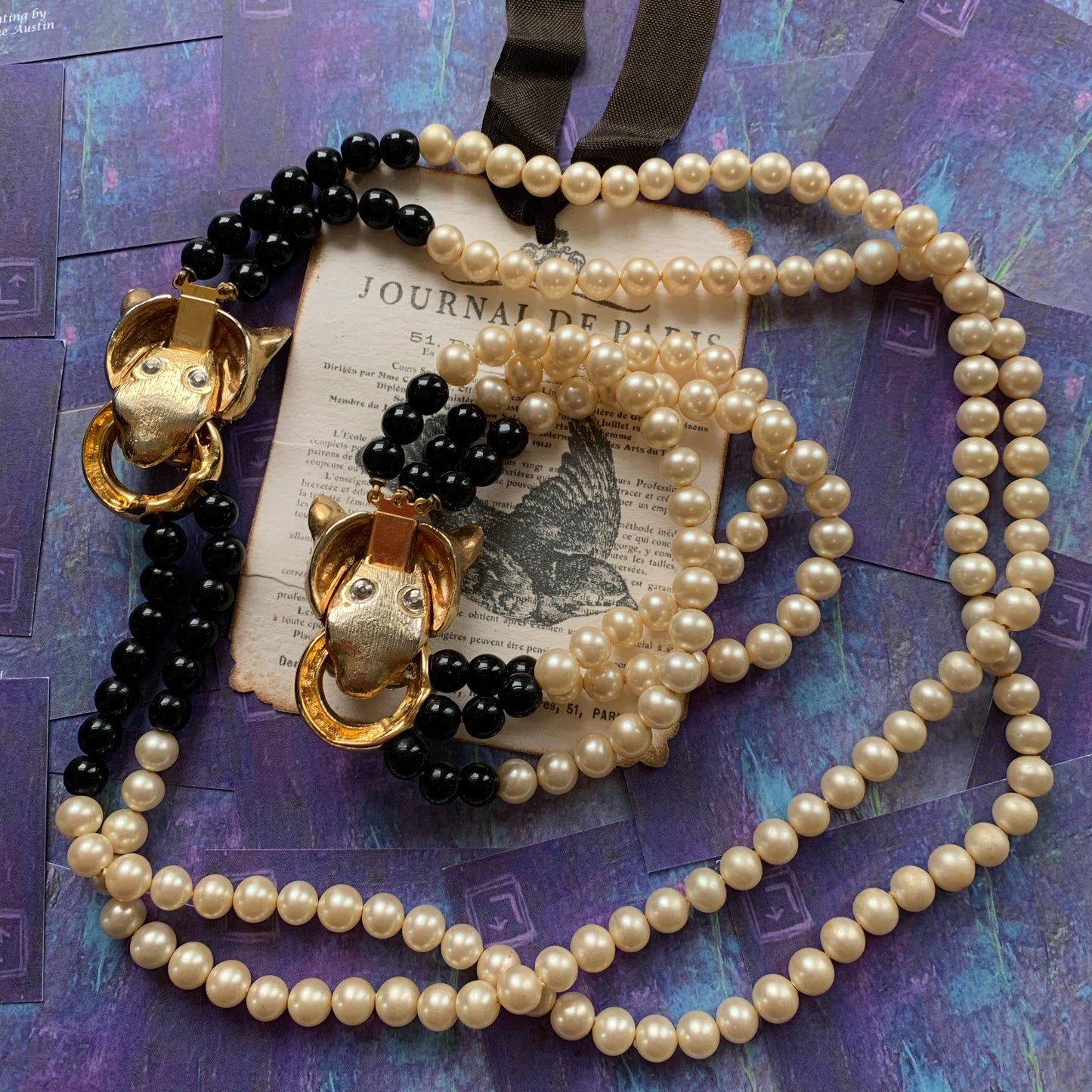 Vintage Rhinestone Panther Necklace & Bracelet Set - Lady Slippers