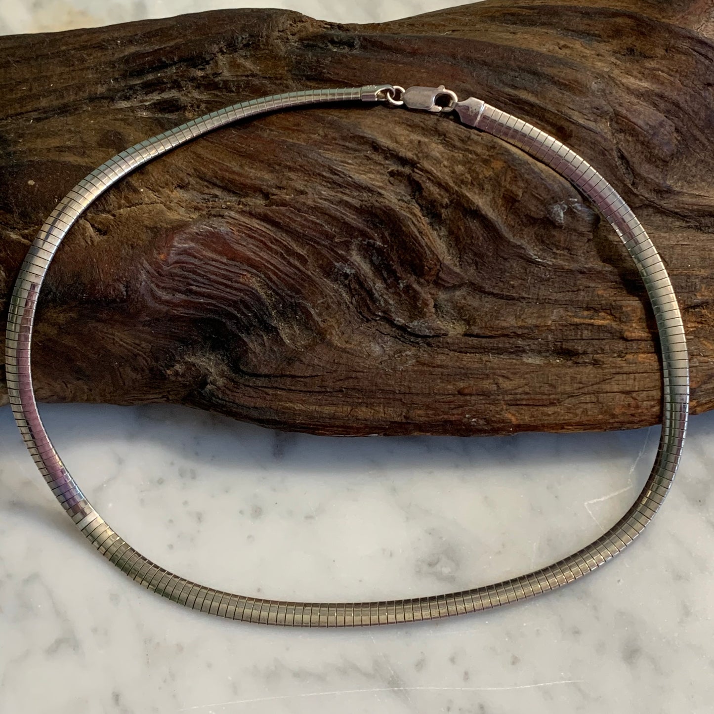 Italian Sterling Silver Omega Chain Necklace