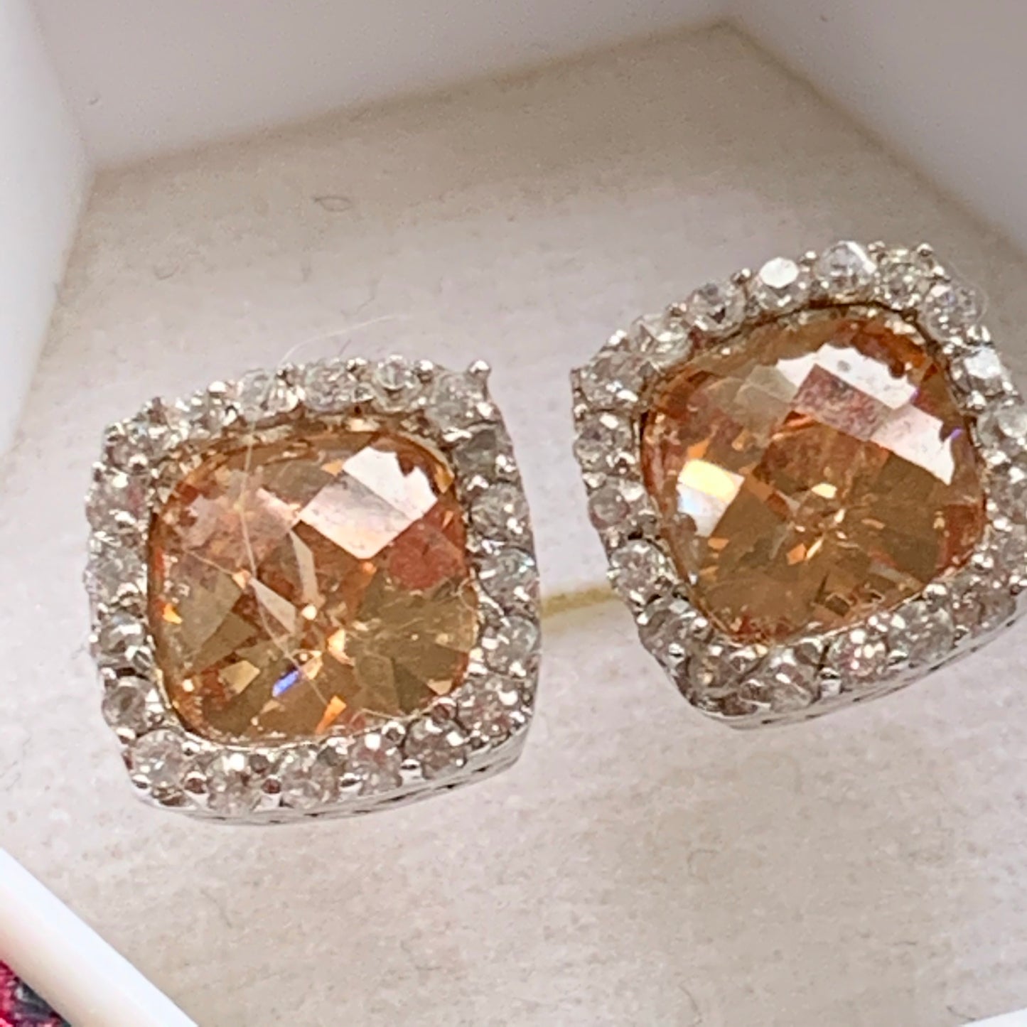 Sterling Silver Soft Brown Semi Precious Gemstone and CZ Earrings - Lady Slippers