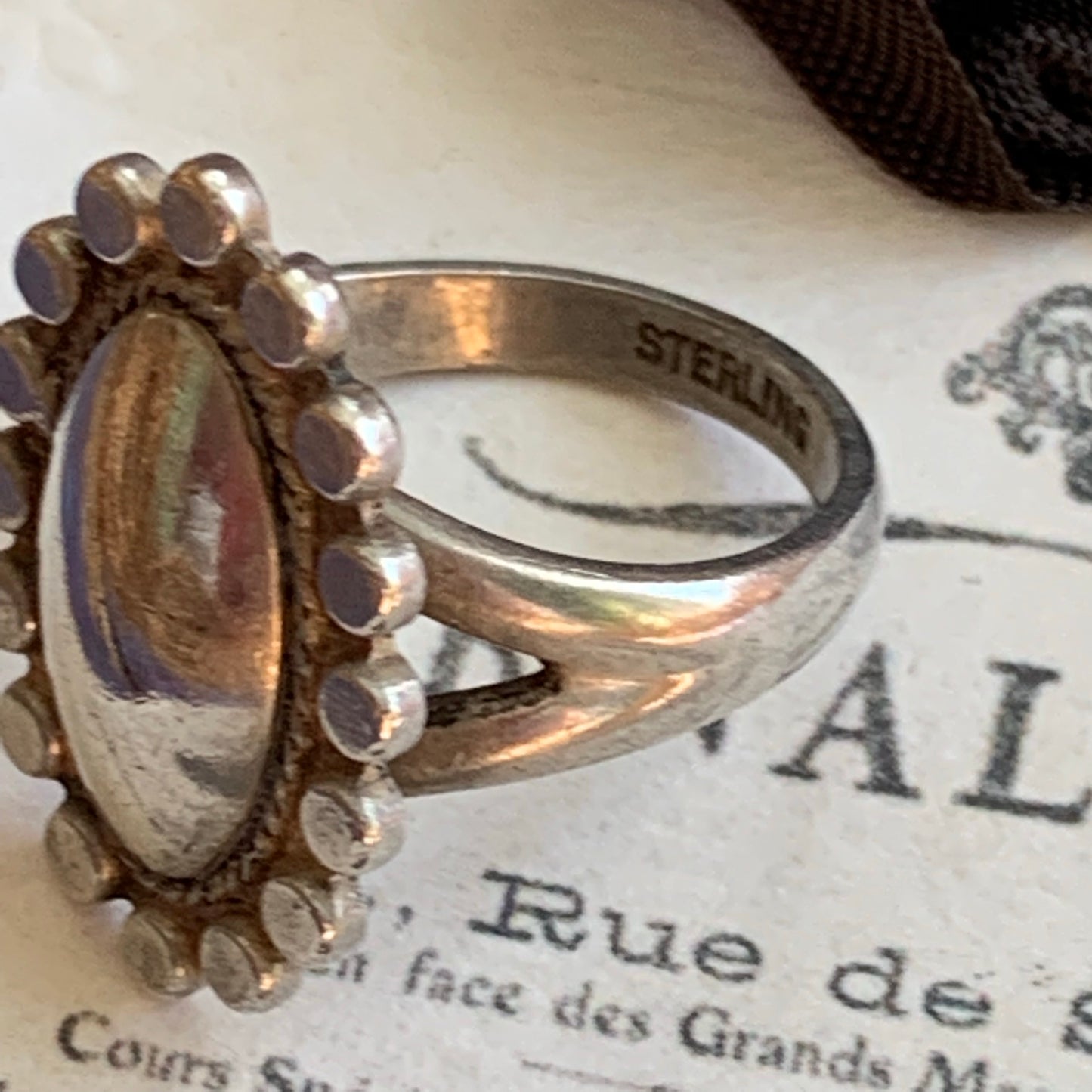 Vintage Sterling Silver Modernist Flower Ring - Lady Slippers