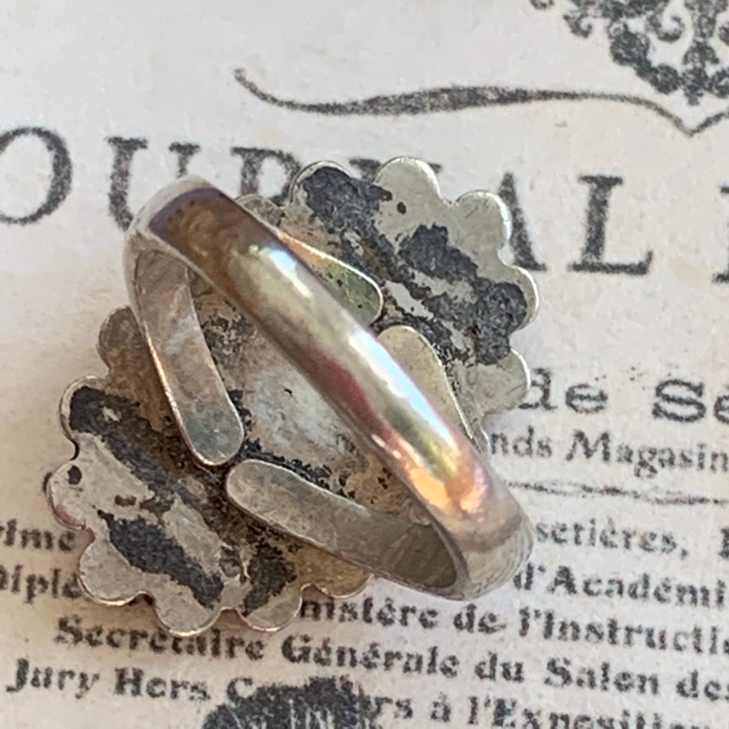 Vintage Sterling Silver Modernist Flower Ring - Lady Slippers