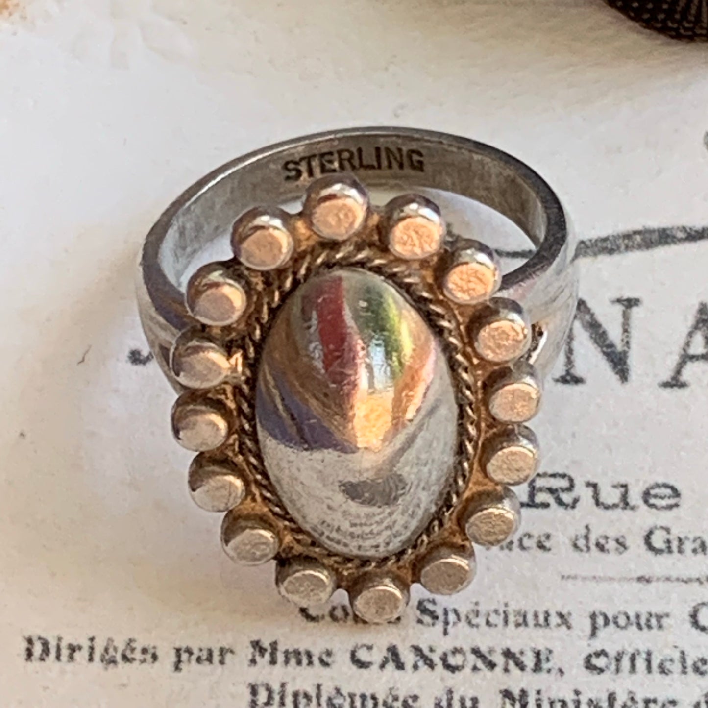 Vintage Sterling Silver Modernist Flower Ring - Lady Slippers