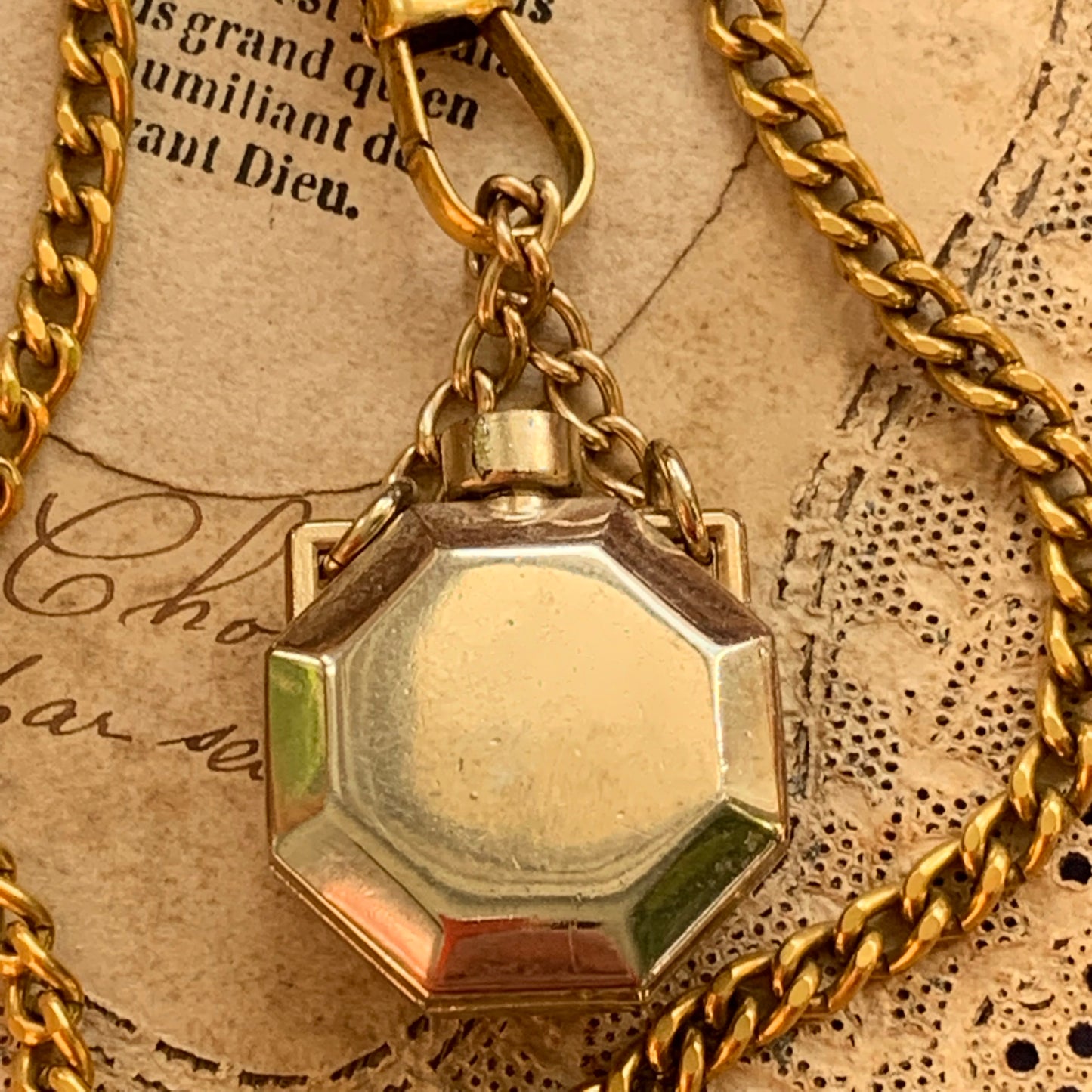 Vintage Reverse Painted Mini Perfume Necklace - Lady Slippers