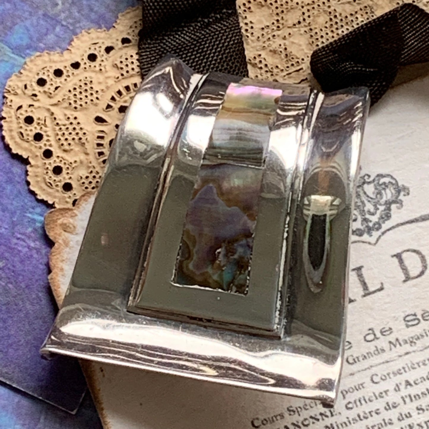 Vintage Taxco Mexico Sterling Silver Modern Looking Pin - Lady Slippers