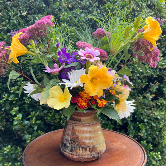 Pottery Shack 70’s Vase & Garden Flowers