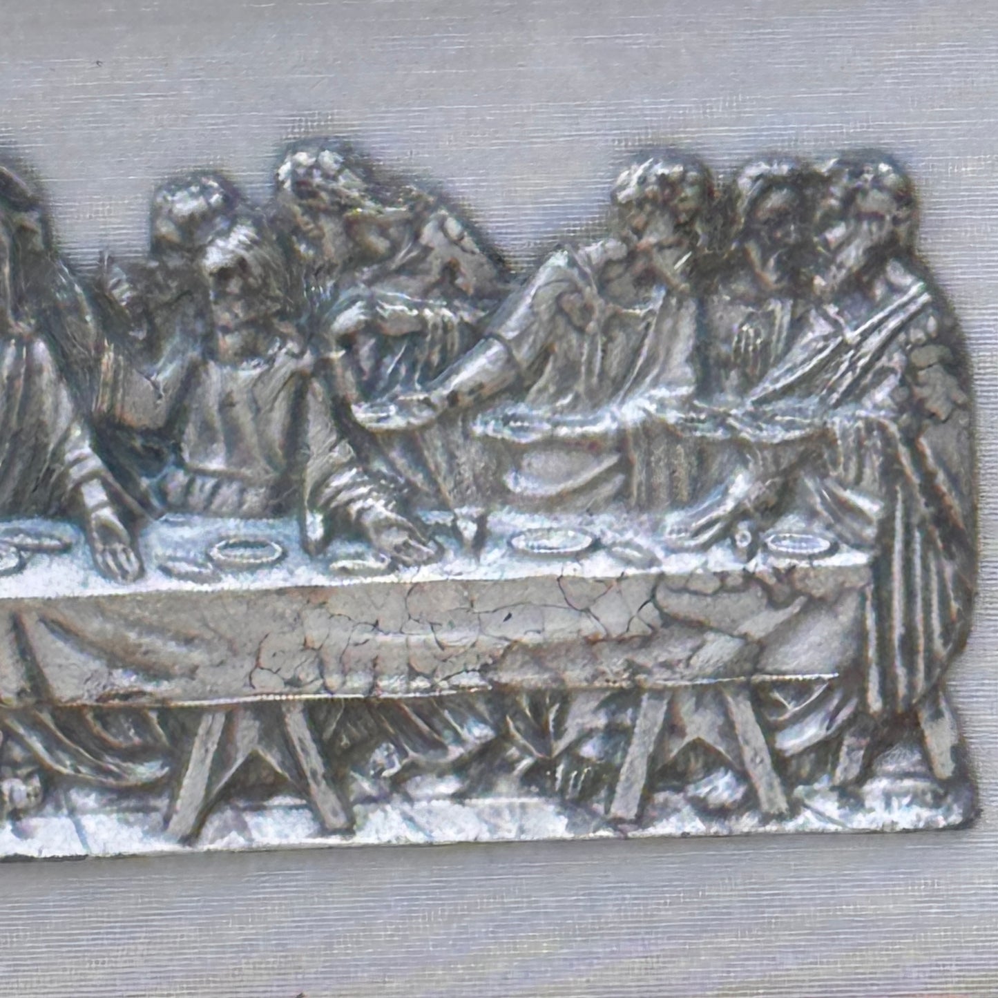 Italian "The Last Supper" Hand Engraved Pewter Framed Art Miniature