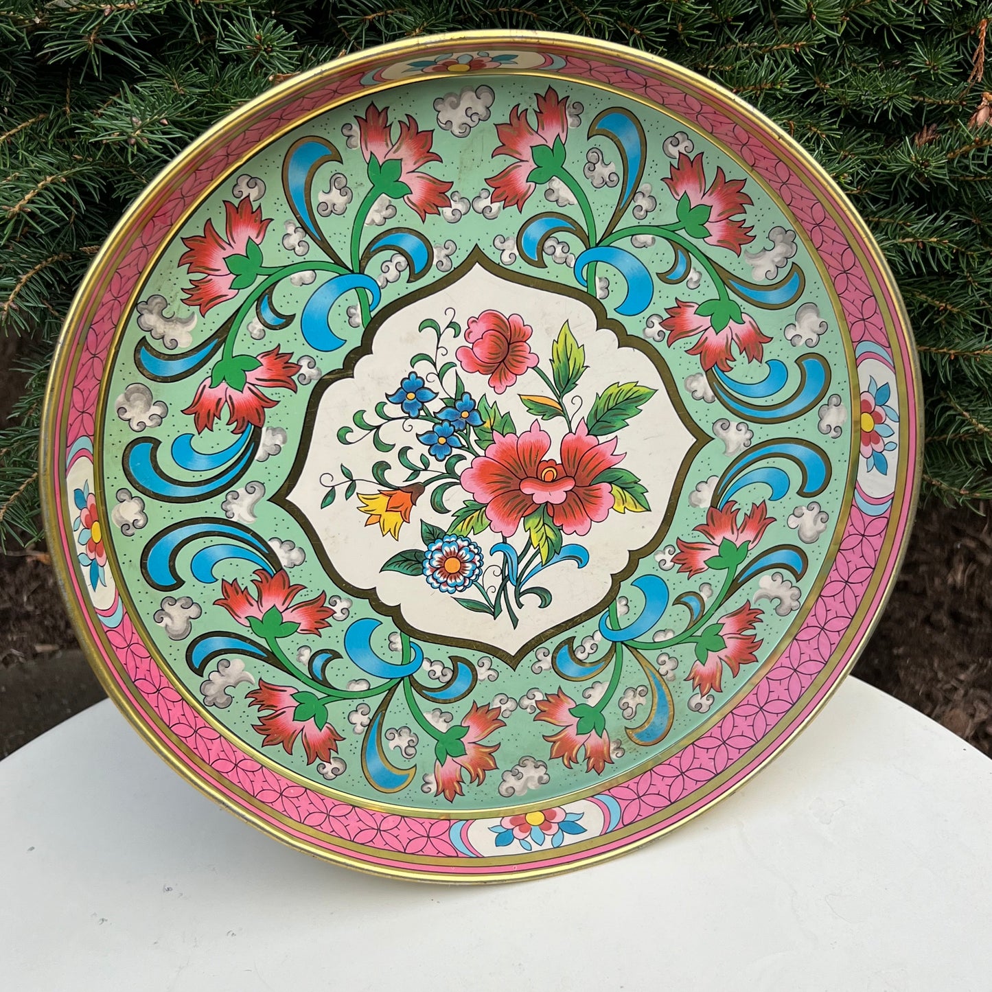 Vintage English Daher Decorated Ware Floral Tin Tray