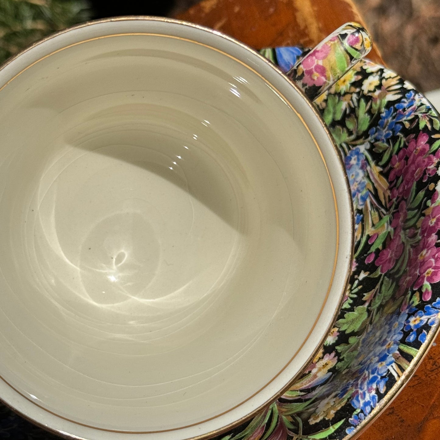 Vintage Royal Winton Black Crocus Tea Cup & Saucer