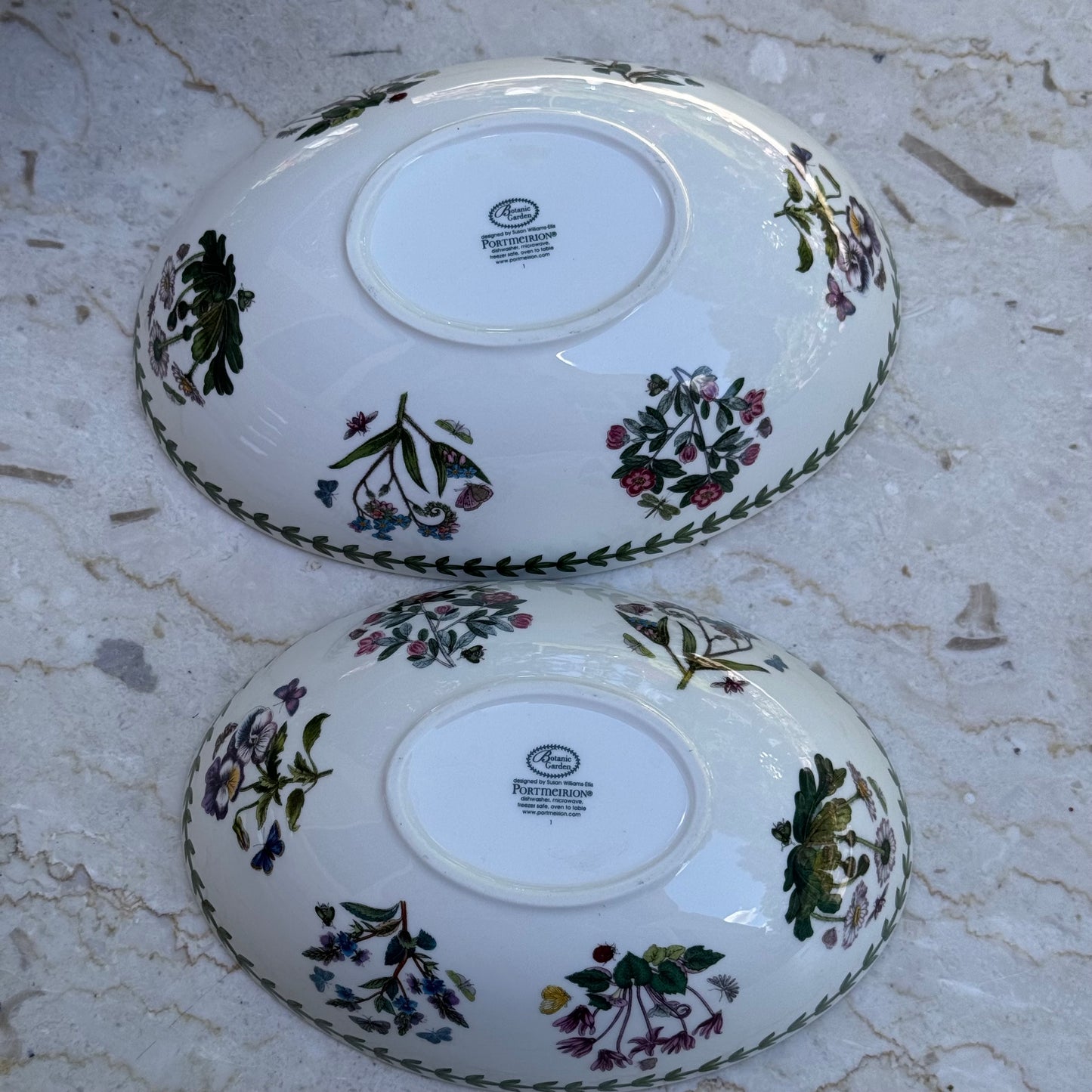 Two Nesting Oval Portmeirion Botanic Gardens Serving Bowls Daisy & Cyclamen