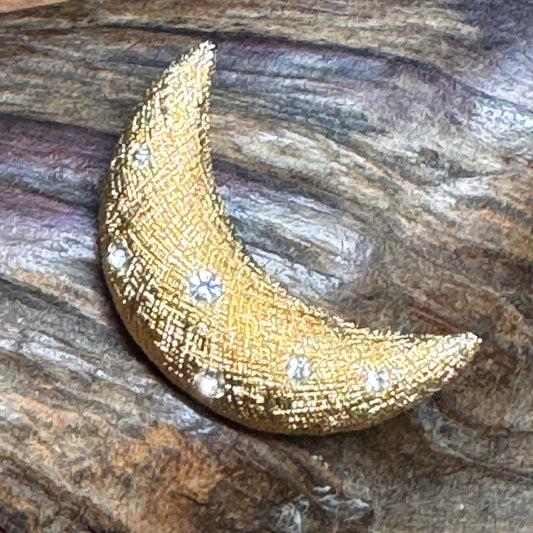 Vintage Christian Dior Crescent Moon Multi Faceted Rhinestone Pin