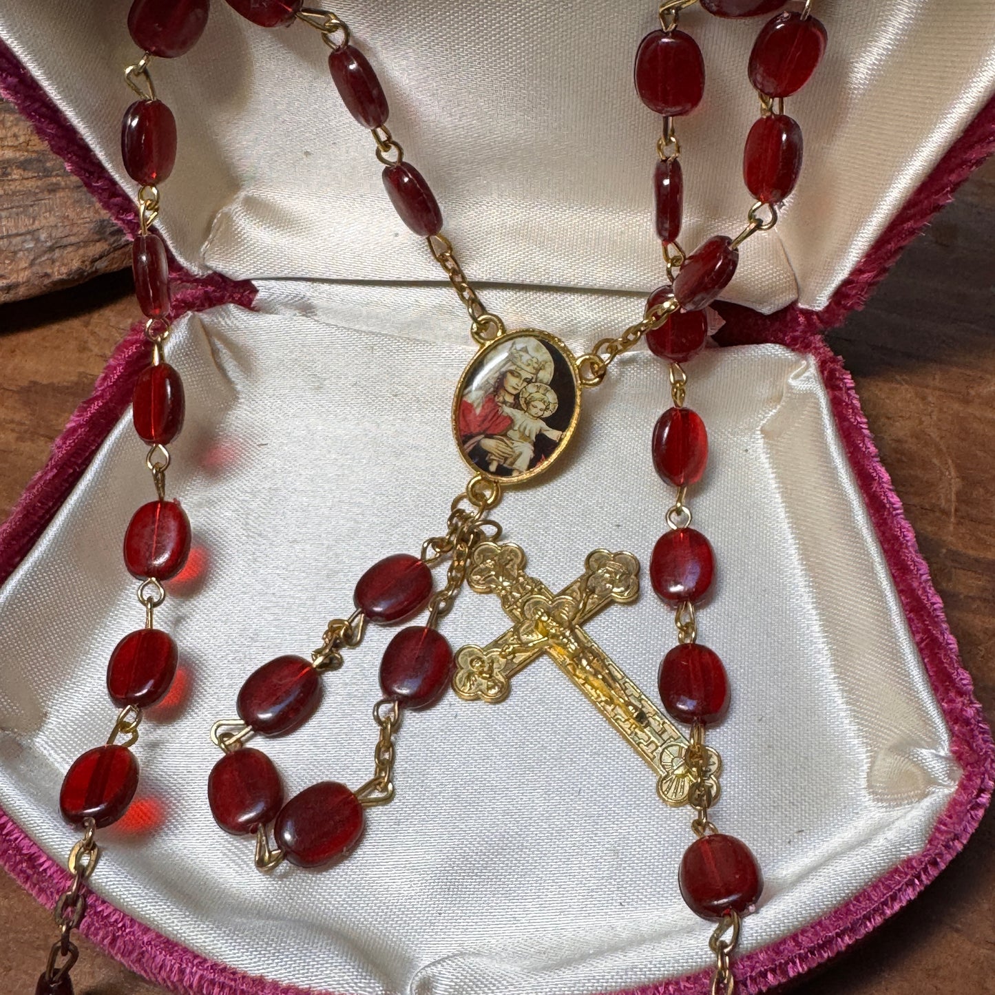 Italian Tertum Millennium Red Plastic Rosary