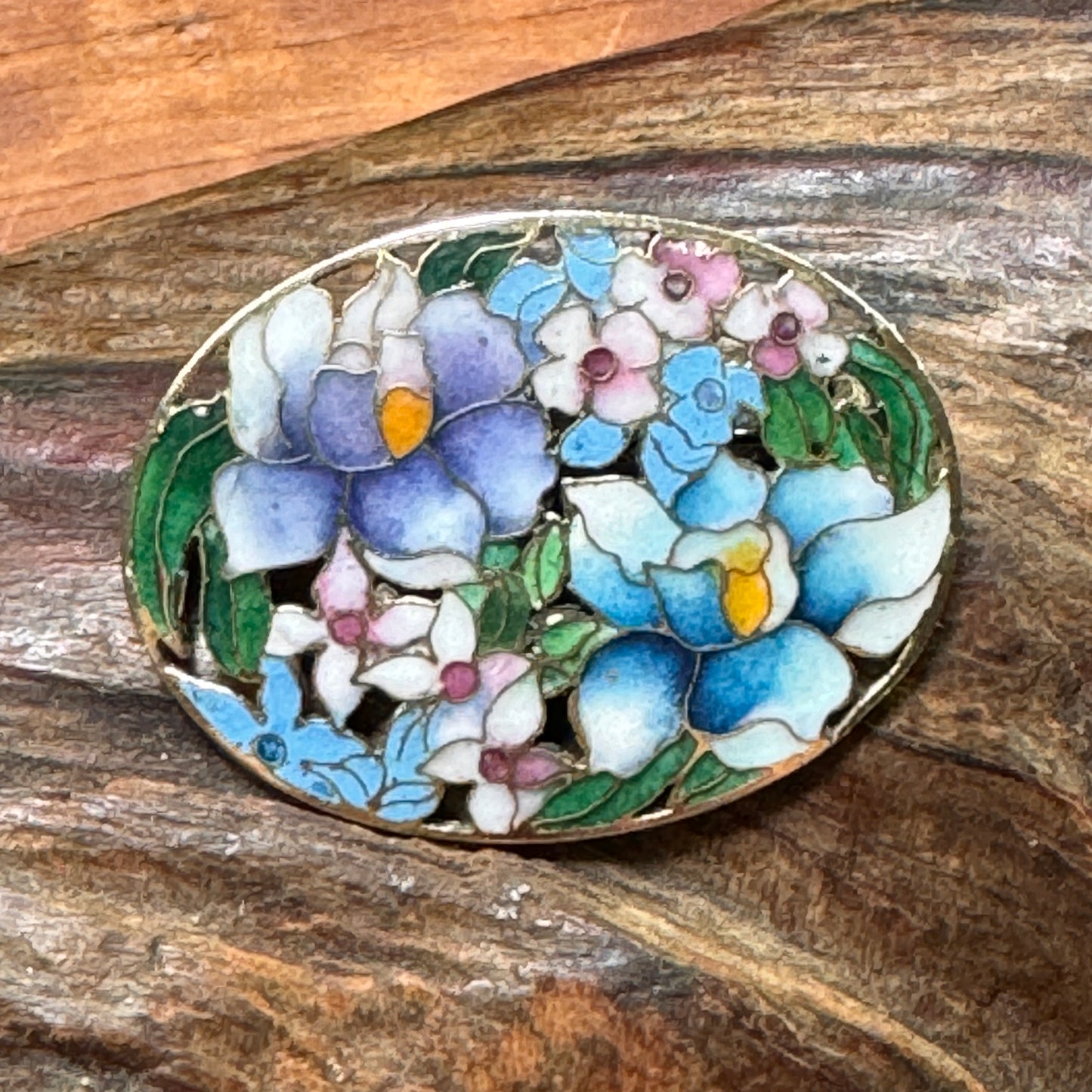 Vintage Pastel Enamel Floral Pin