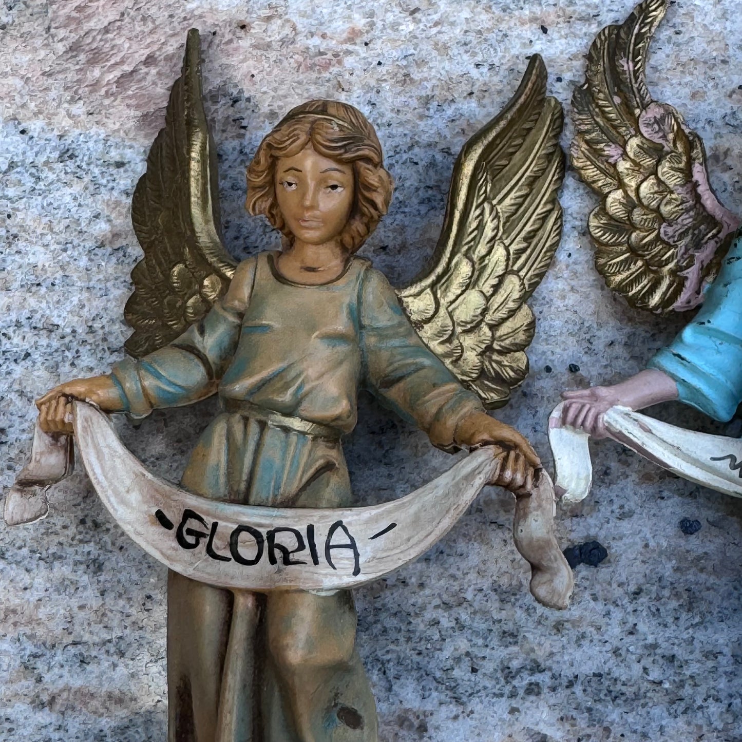 Two Vintage Italian 1983 Fontanini Winged Angels Gloria