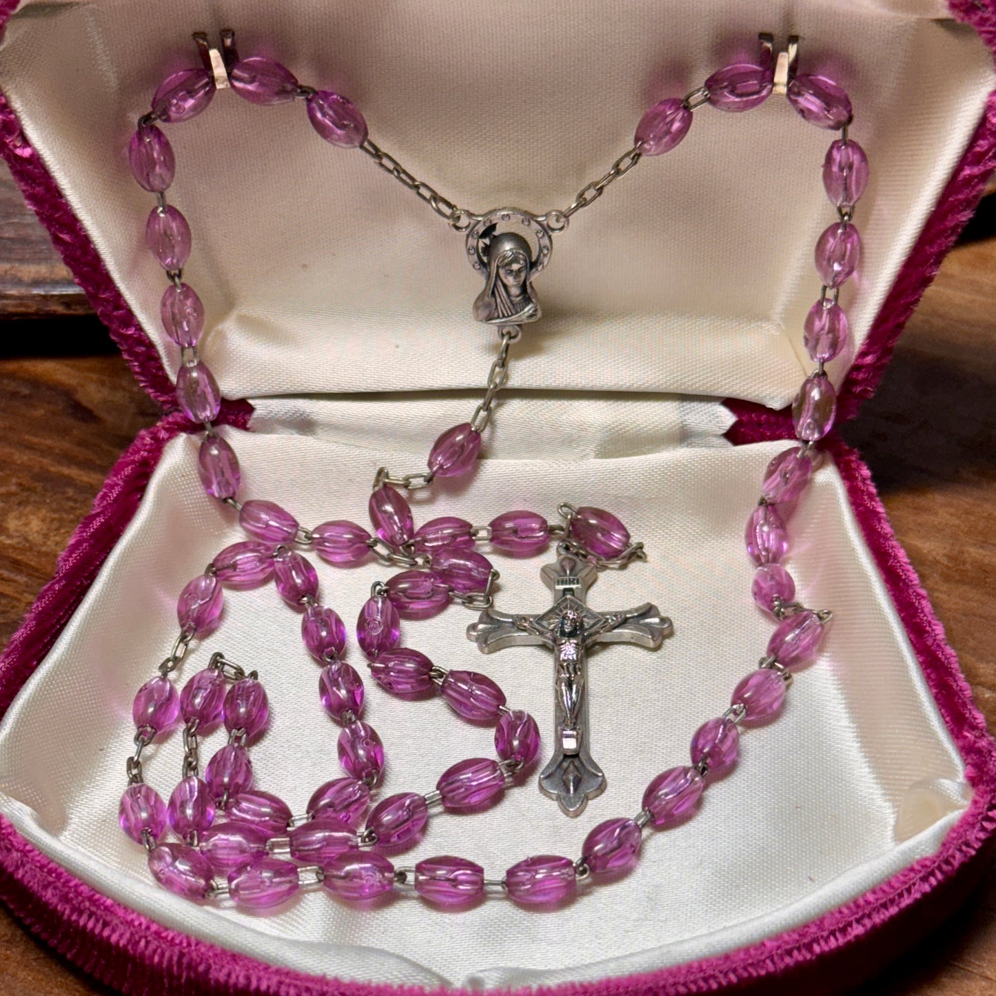 Italian Bubblegum Pink Plastic Bead Rosary