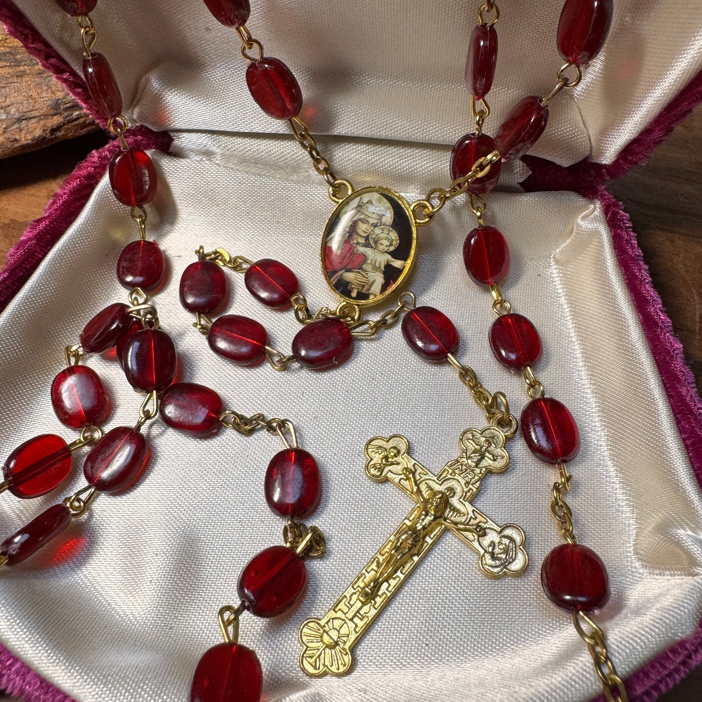 Italian Tertum Millennium Red Plastic Rosary