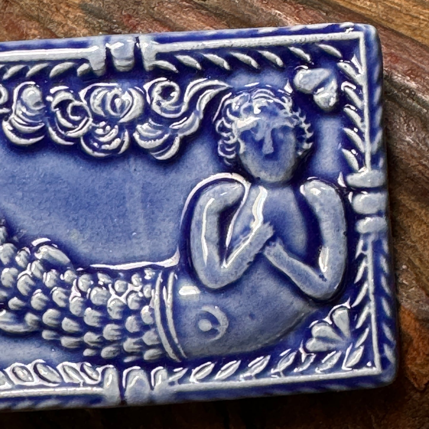 Mermaid Blue Glazed Pottery Pin