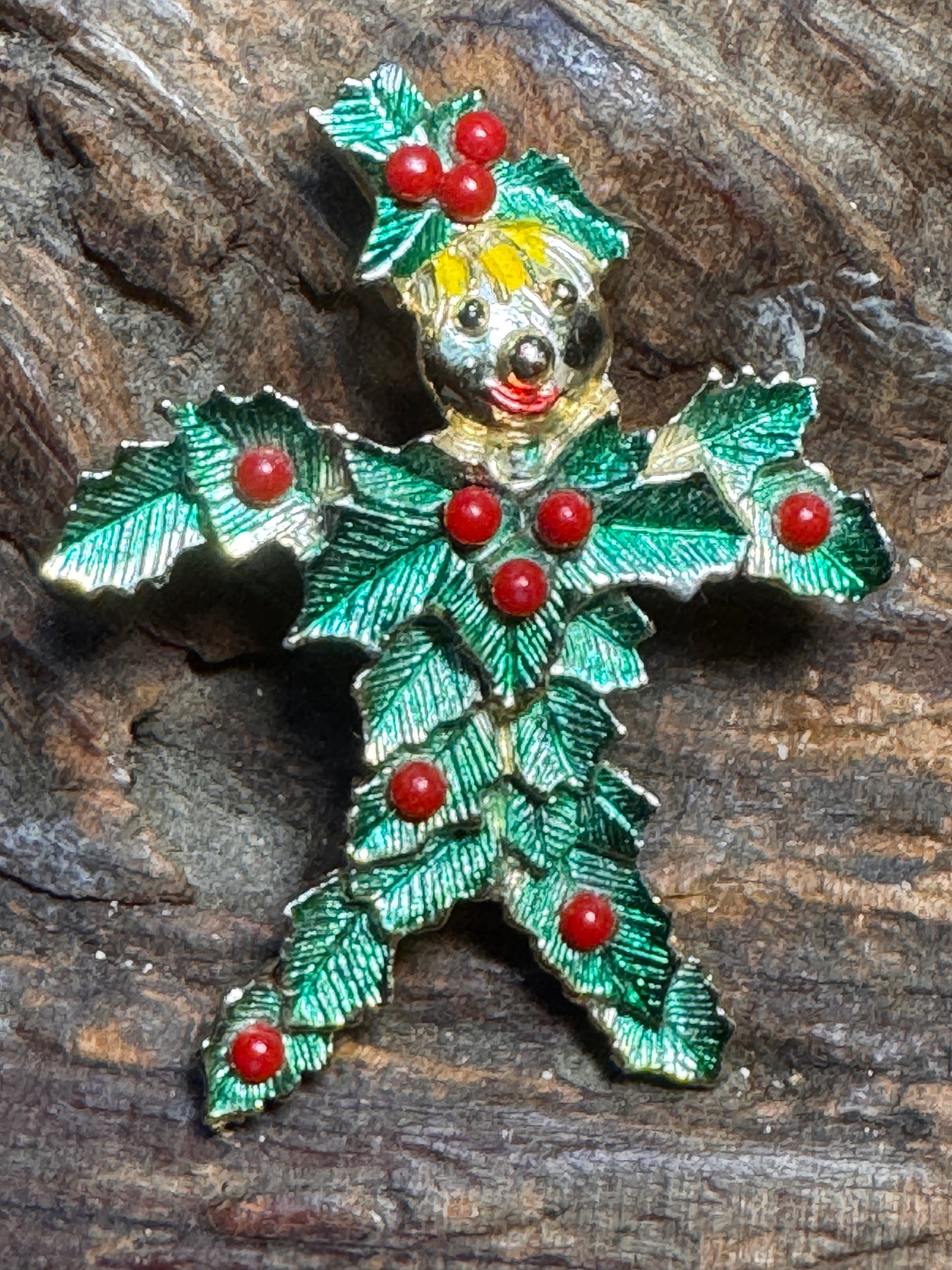 Vintage Beatrix Holly and Berries Elf Pin