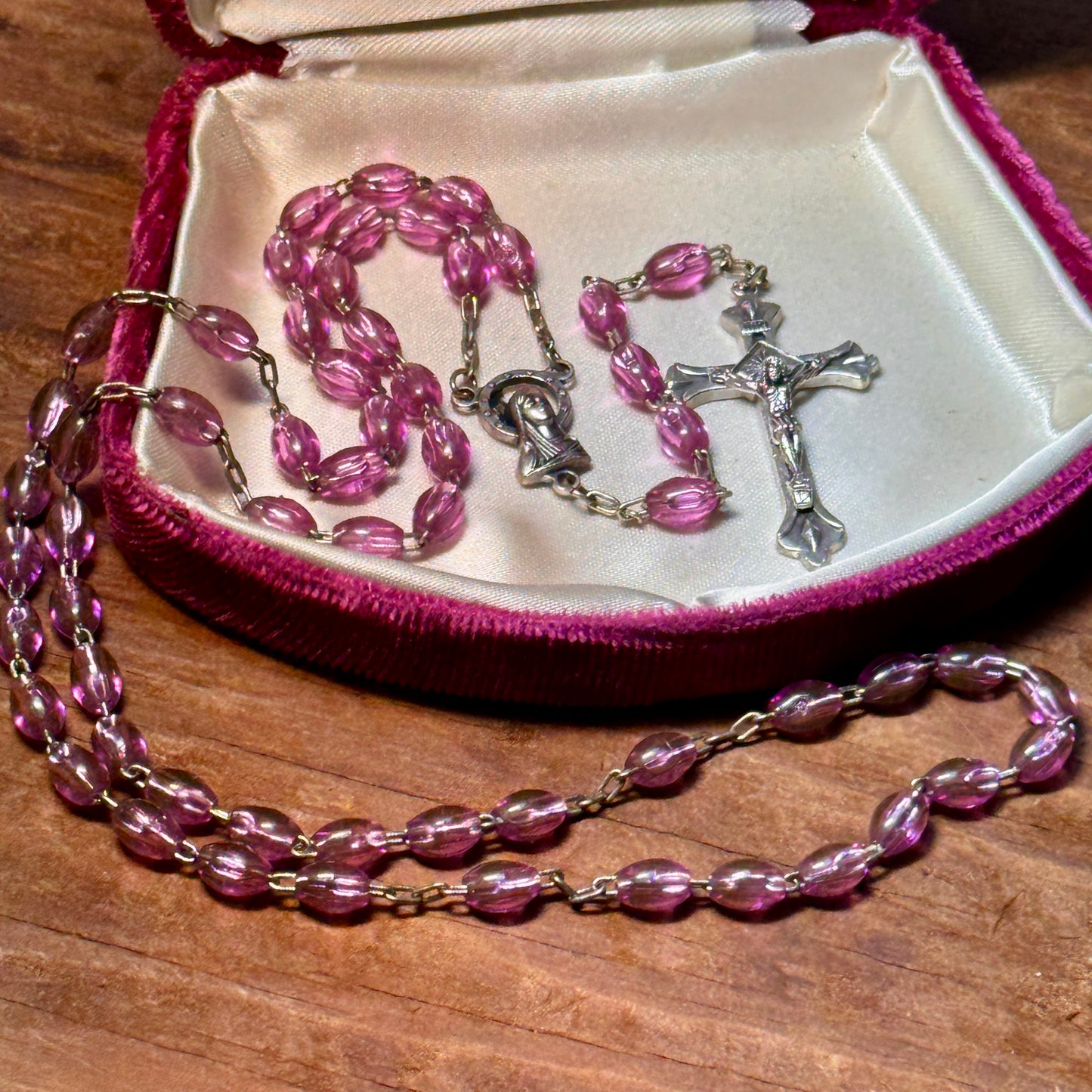 Italian Bubblegum Pink Plastic Bead Rosary