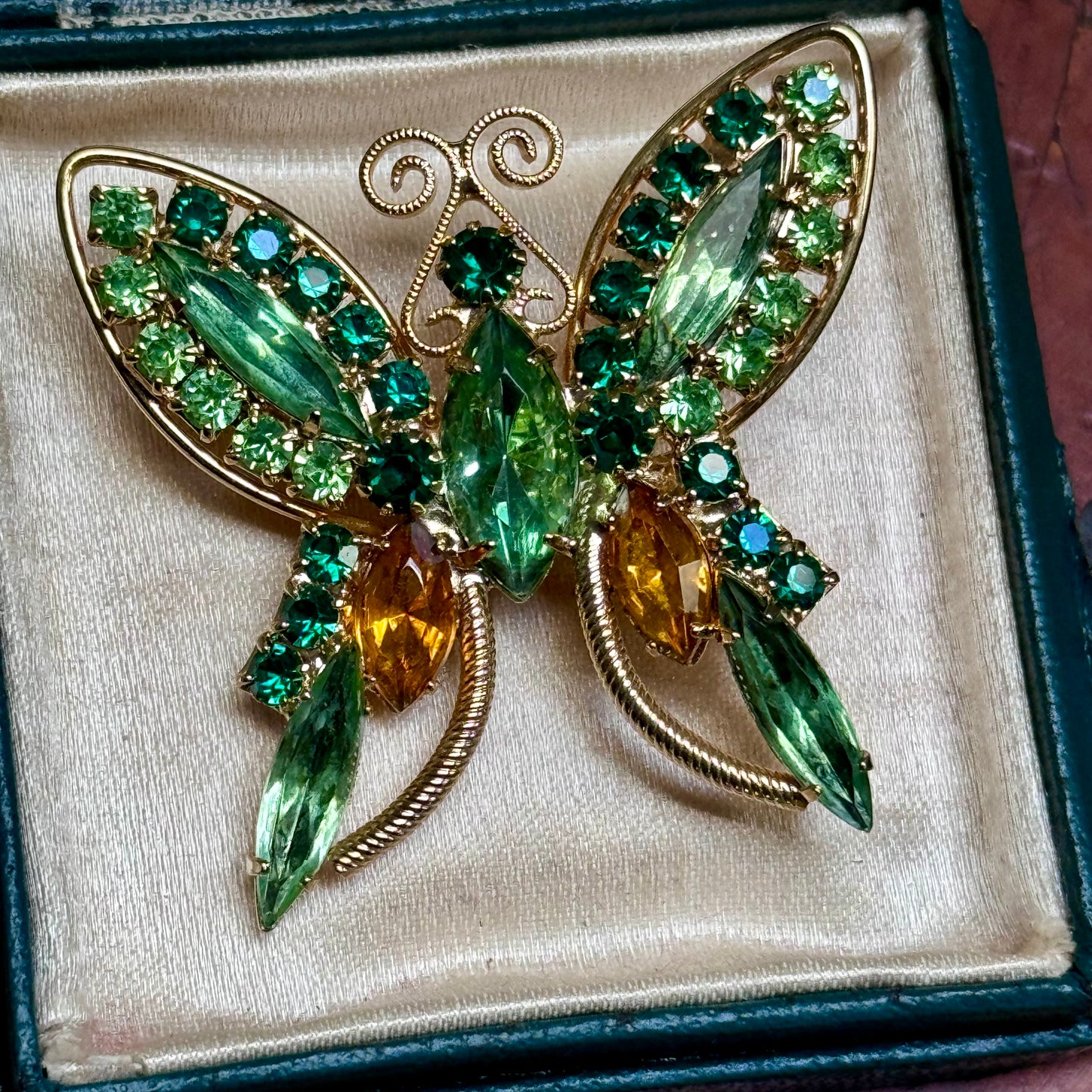 Vintage Juliana D & E Stylized Rhinestone Butterfly Pin