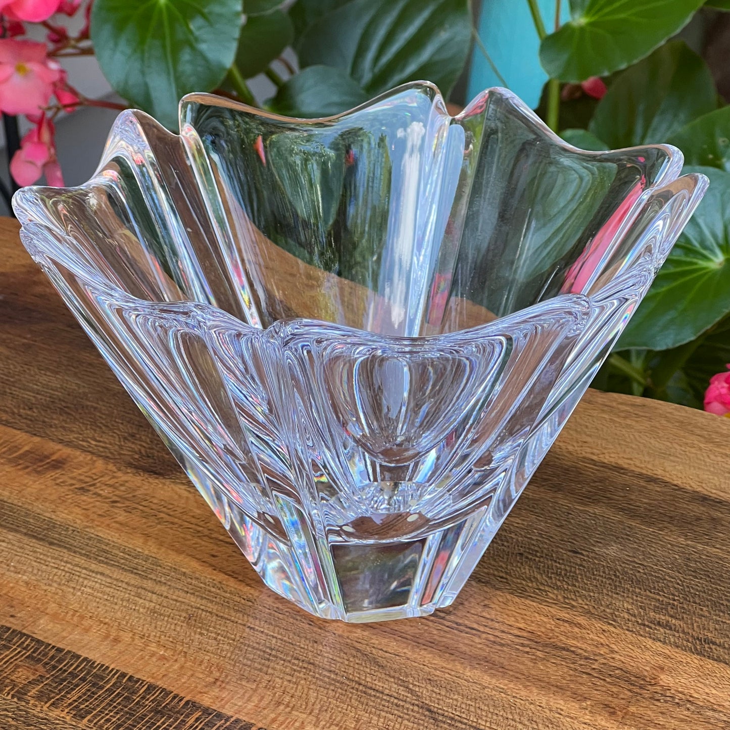 Vintage Swedish Orrefors  Lars Hellsten -Orion Crystal Glass Vase & Floral Holder