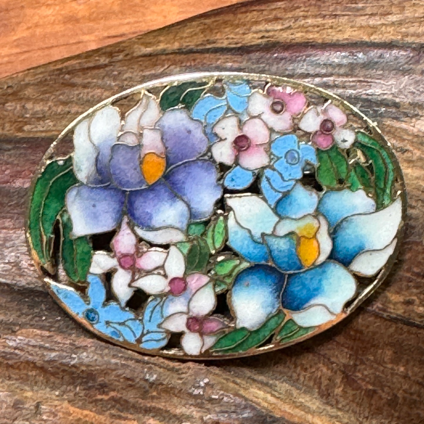 Vintage Pastel Enamel Floral Pin