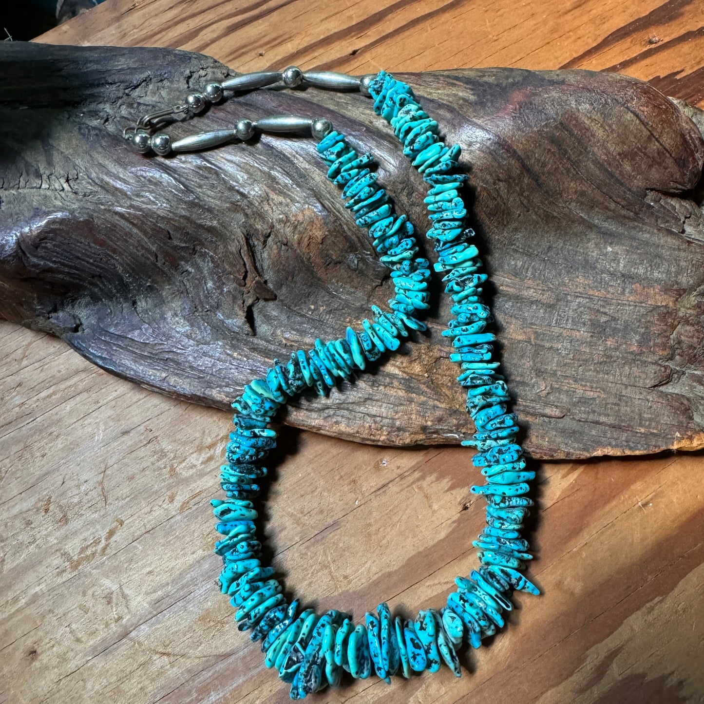 Vintage Turquoise Beaded Sterling Silver Necklace