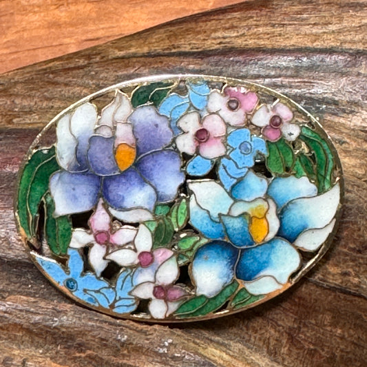 Vintage Pastel Enamel Floral Pin