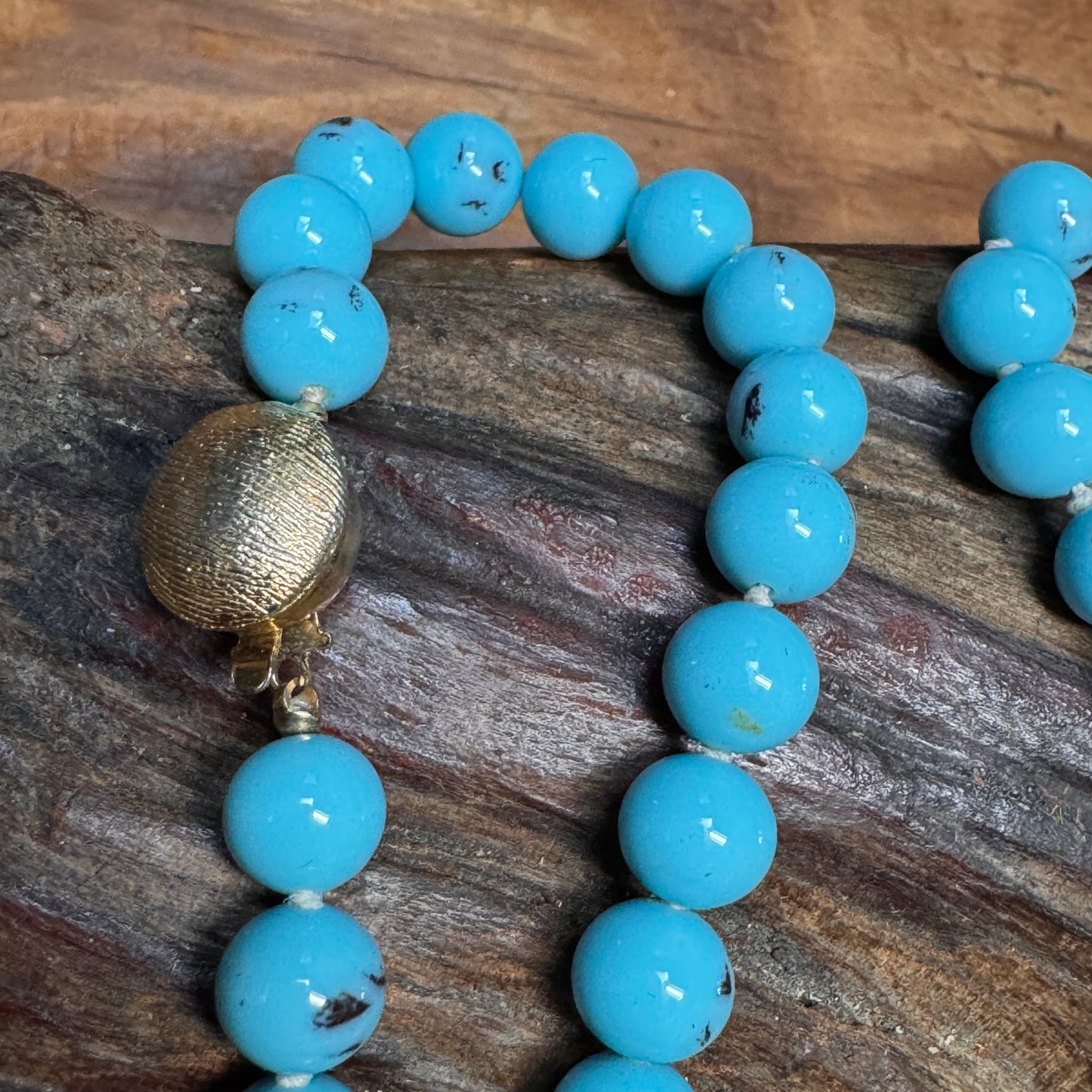 Vintage Turquoise Glass Bead  Necklace