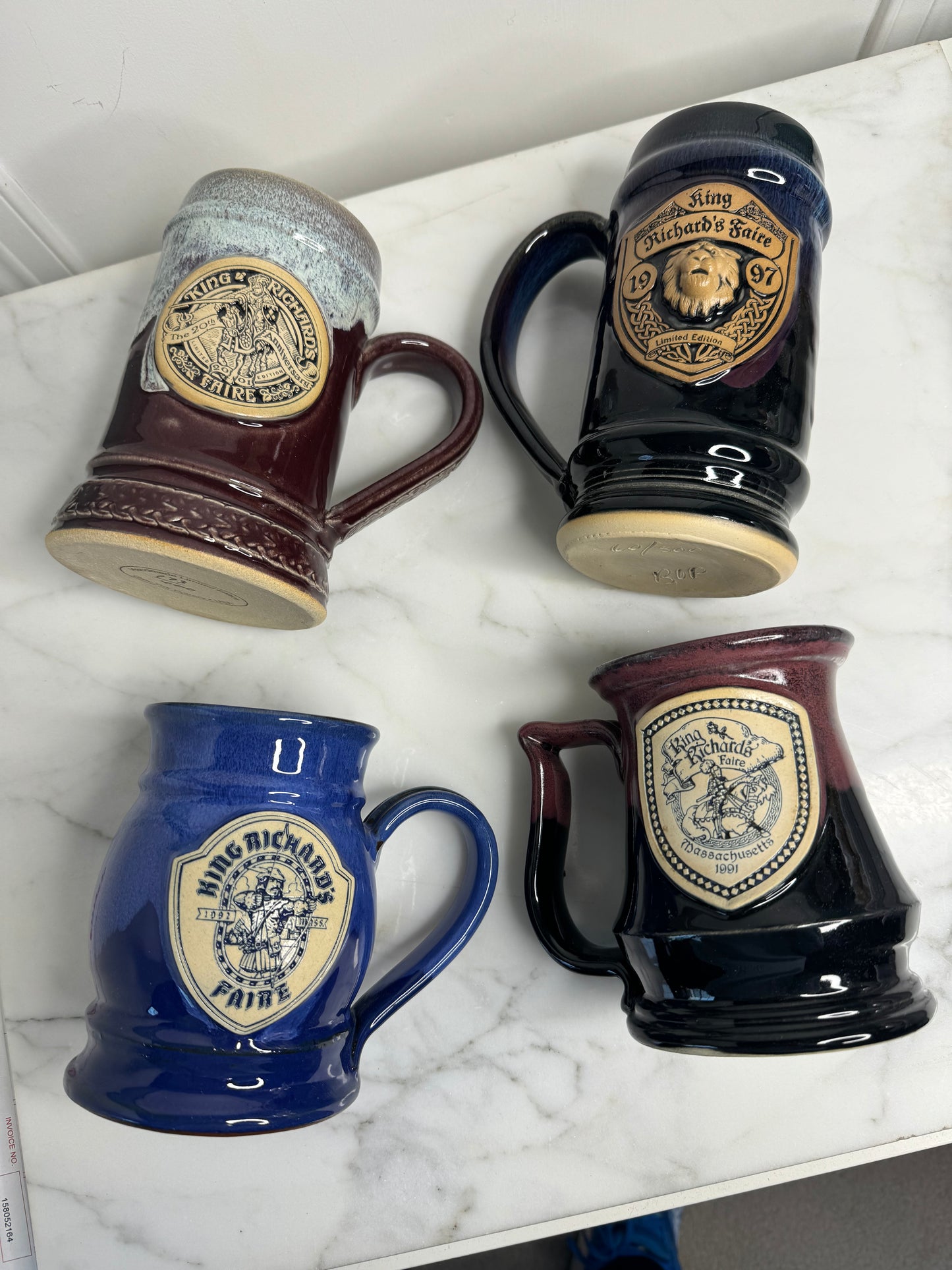 Four King Richard's Faire Pottery Mugs
