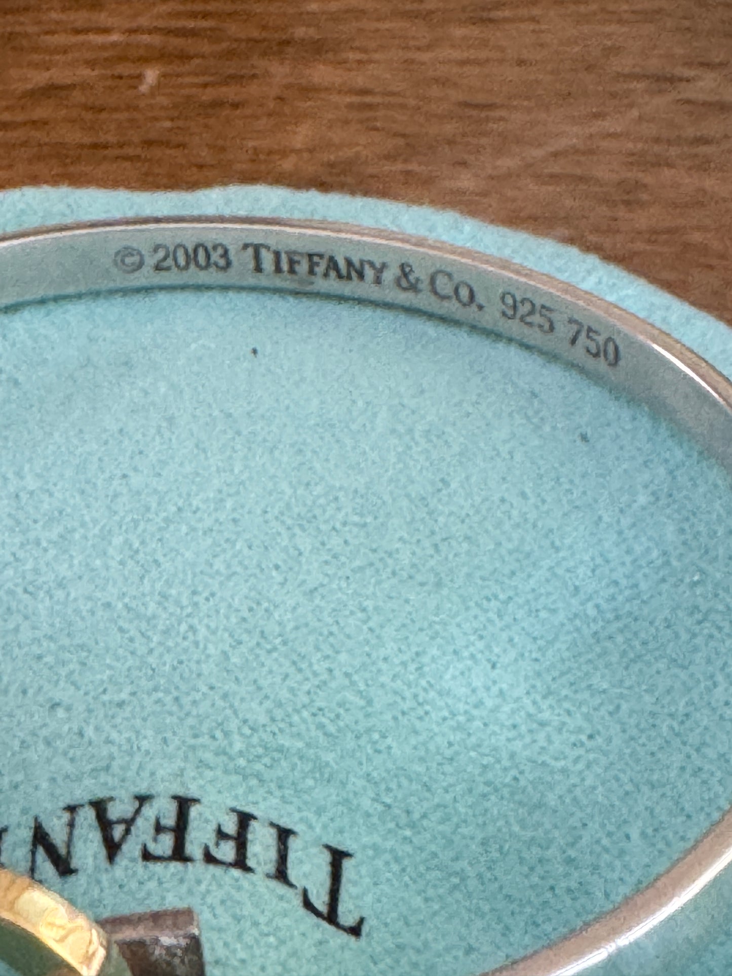 Vintage 2003 Tiffany & Co. 925 and 18K (759) yellow gold Heart Bangle Bracelet