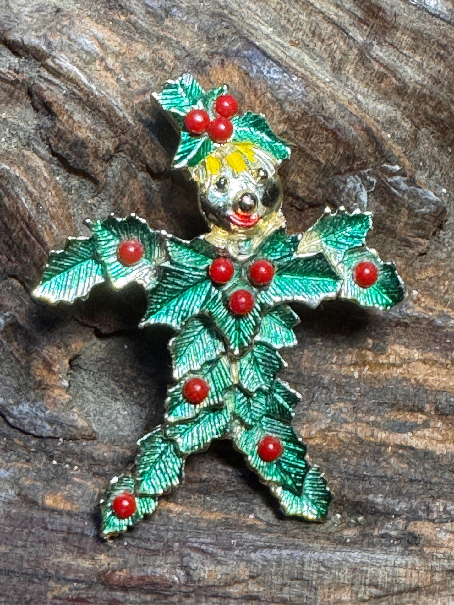 Vintage Beatrix Holly and Berries Elf Pin