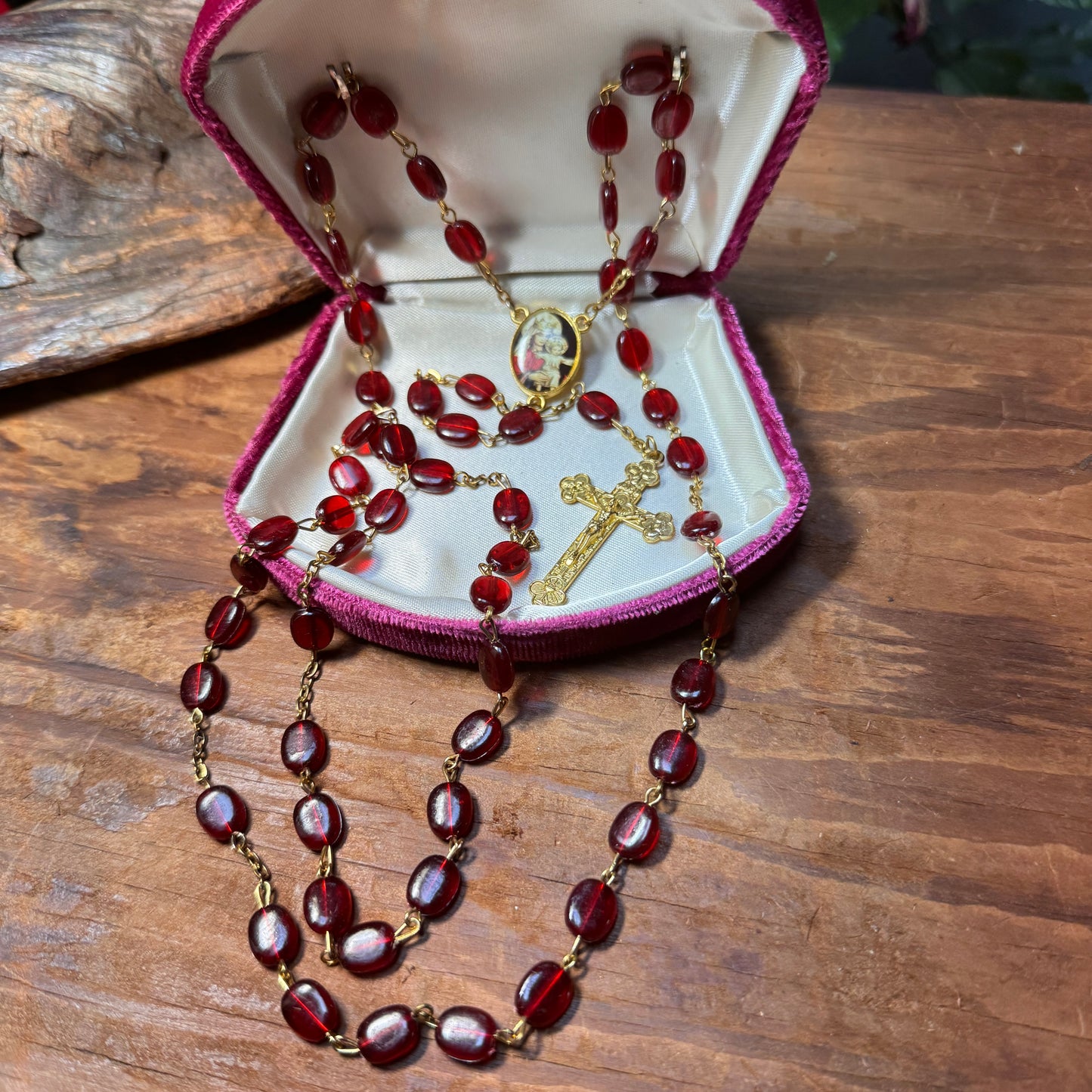 Italian Tertum Millennium Red Plastic Rosary