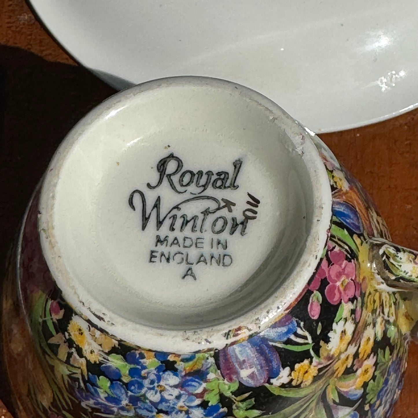 Vintage Royal Winton Black Crocus Tea Cup & Saucer