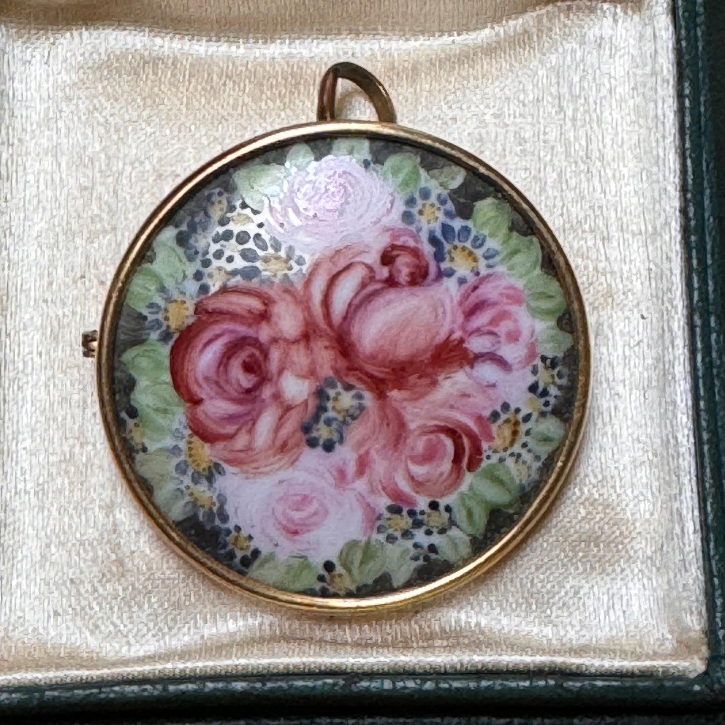 Vintage Hand Painted Porcelain Pin Pendant