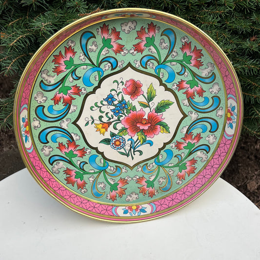 Vintage English Daher Decorated Ware Floral Tin Tray